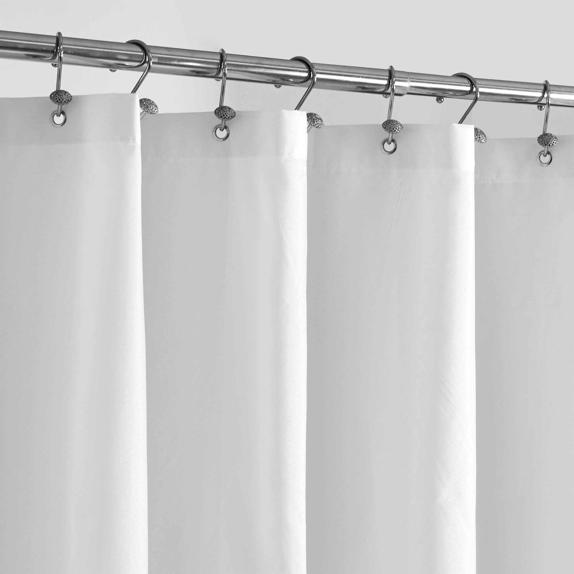 Alyvia Spring Waterproof Fabric Shower Curtain Liner With 3 Magnets - Soft & Light-Weight, Hotel Quality & Machine Washable - Standard Size 70X72, White
