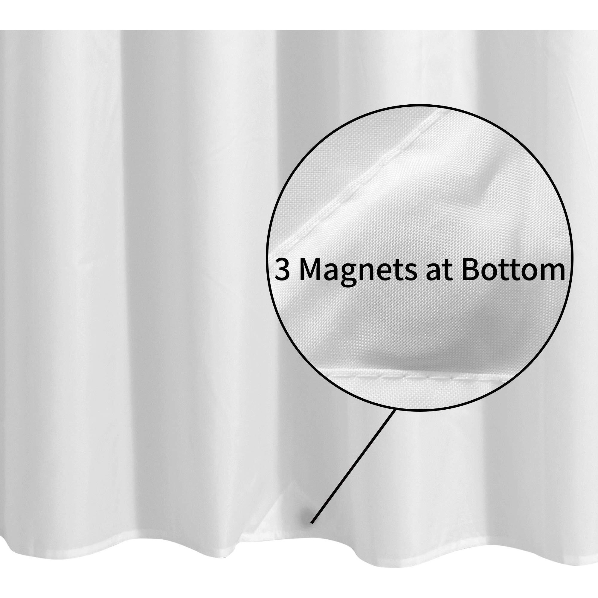 Alyvia Spring Waterproof Fabric Shower Curtain Liner With 3 Magnets - Soft & Light-Weight, Hotel Quality & Machine Washable - Standard Size 70X72, White