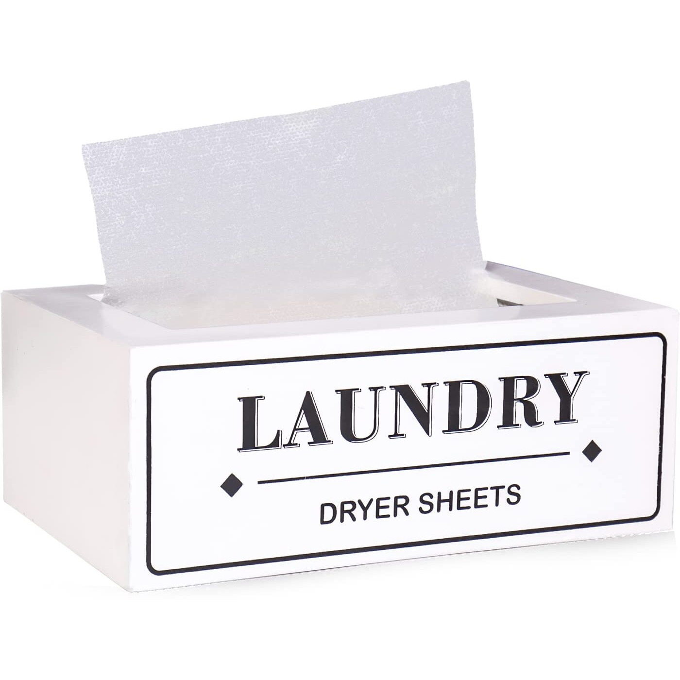 Dryer Sheet Holder Dispenser Container, Space Saving Laundry Room Organization And Storage, Farmhouse Laundry Dryer Sheets Holder For Laundry Room Decor, Fabric Softener Dispenser Containers, White
