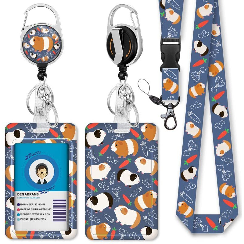 Hamster Lanyards For Id Badges, Id Badge Holder With Breakaway Lanyard, Guinea Pig Cute Badge Lanyard With Retractable Badge Reel Clip, Women Teacher Doctor Office