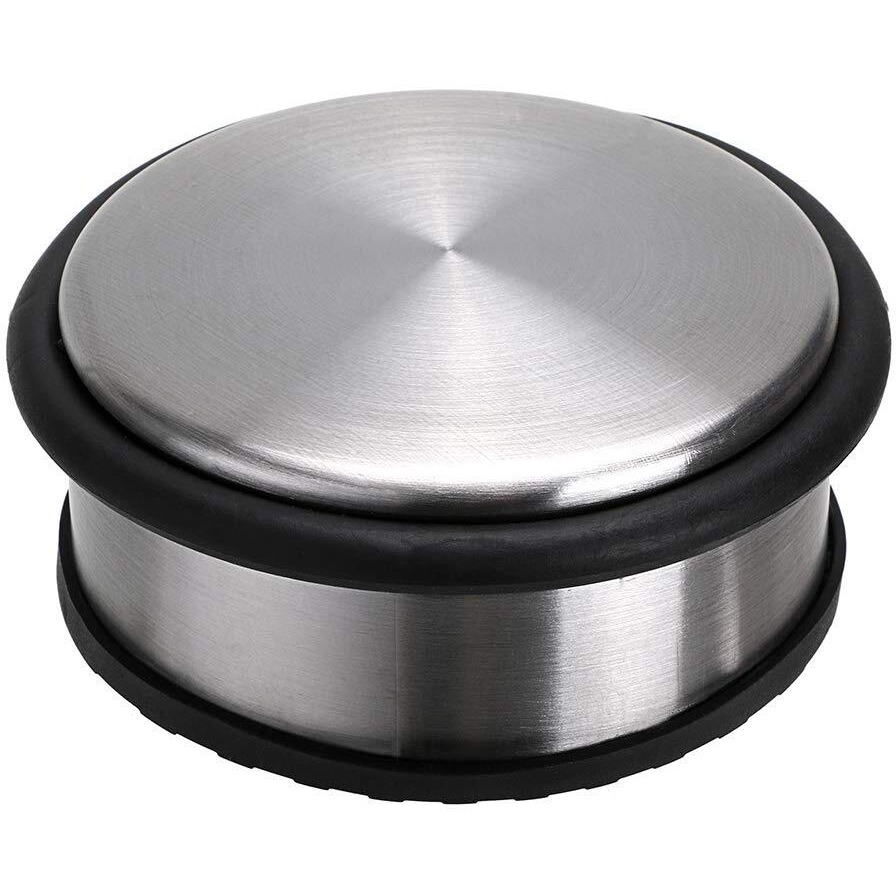 Sumnacon Heavy Duty Floor Door Stopper No Drill, Durability Stainless Steel Door Stops With Anti-Skid Rubber - Contemporary Decorative Safety Door Wedge For Home Office Commercial Industrial, Silver