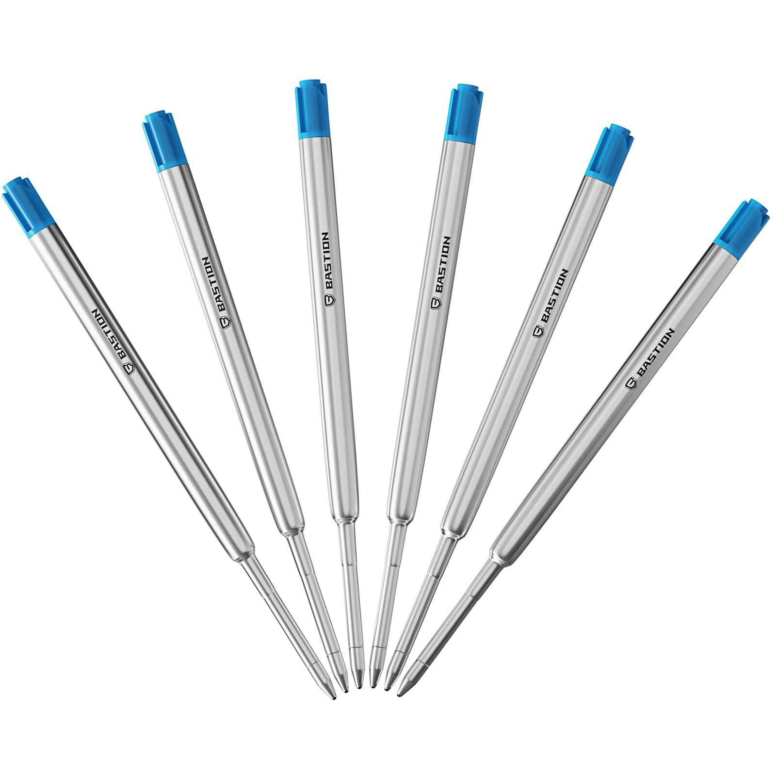 Bastion Pen Refill Ballpoint Blue | Replacement For All Bastion Bolt Action Pens | Standard Pen Ink Refills Cartridge (Blue 6 Pc)