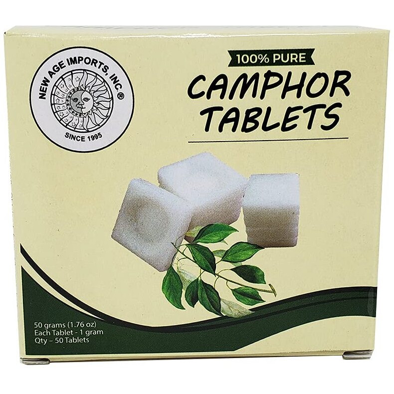 Camphor Tablets 50 Grams Pack Inscent | Premium Quality Refined Camphor Blocks 100% Natural For Incense, Insenses Aromatherapy, Odor Eliminator, Puja, Alcanfor By New Age Imports, Inc. (50 Grams)