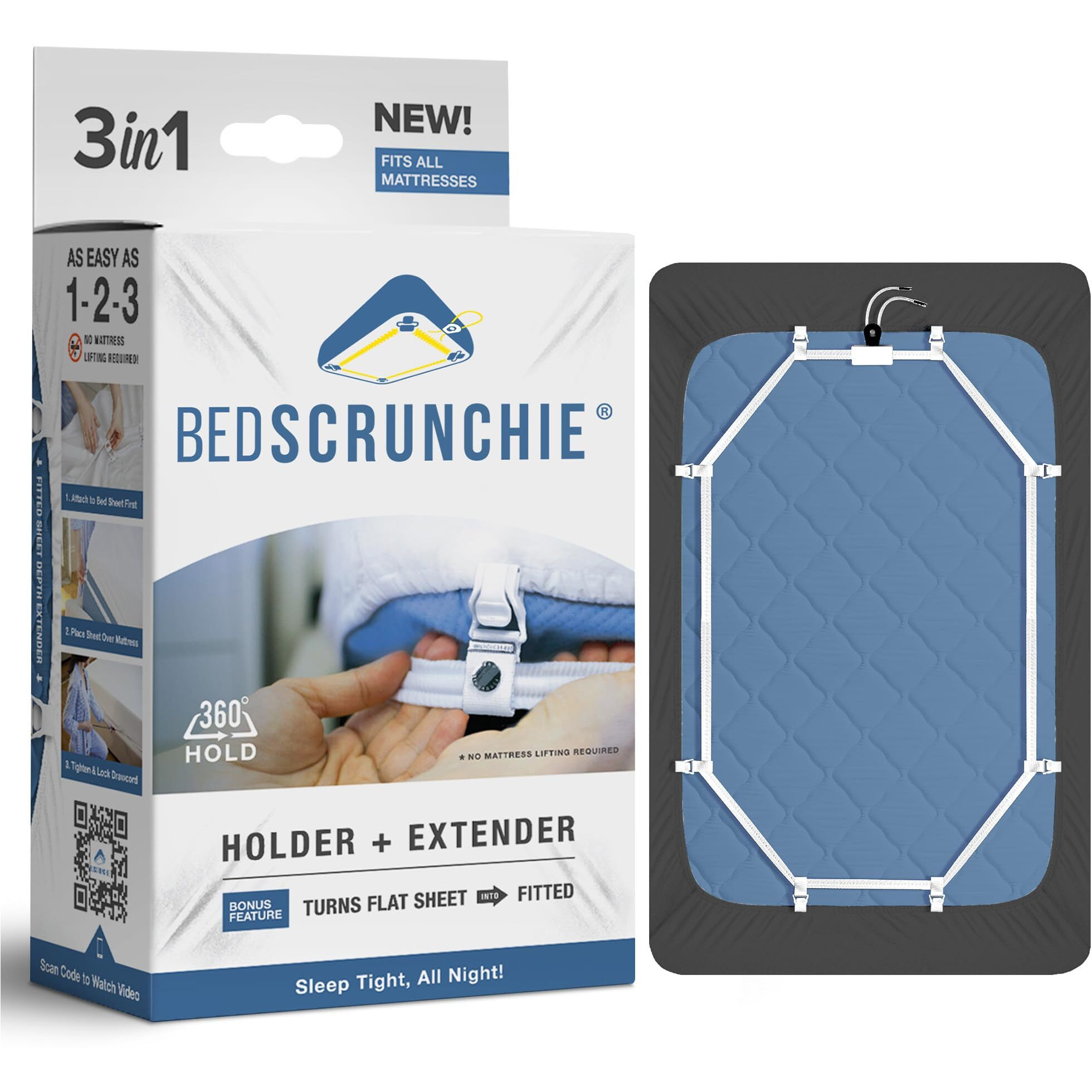 Bed Scrunchie Sheet Holder Straps - Heavy Duty Gripper Clips - Strengthened Parachute Cord - 360 Degree Bed Sheet Tightener - Strongest And Effective Extender - Fits All Mattress Sizes