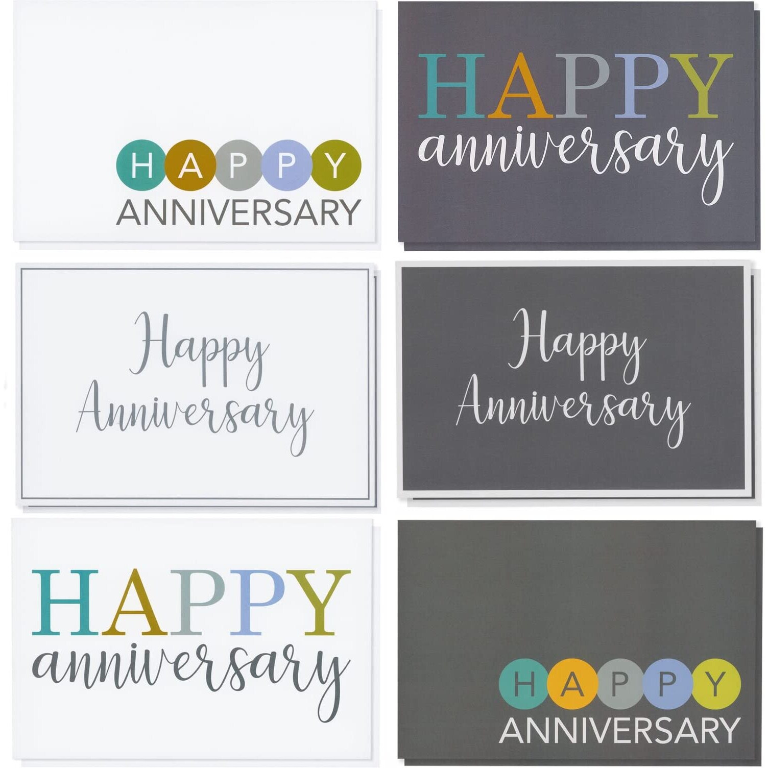 Juvale 36-Pack Assorted Bulk Happy Anniversary Cards With Envelopes, Bulk Box Set For Couples, Marriages, Family, Work Employee Anniversaries, 6 Blank Designs (4X6 In)