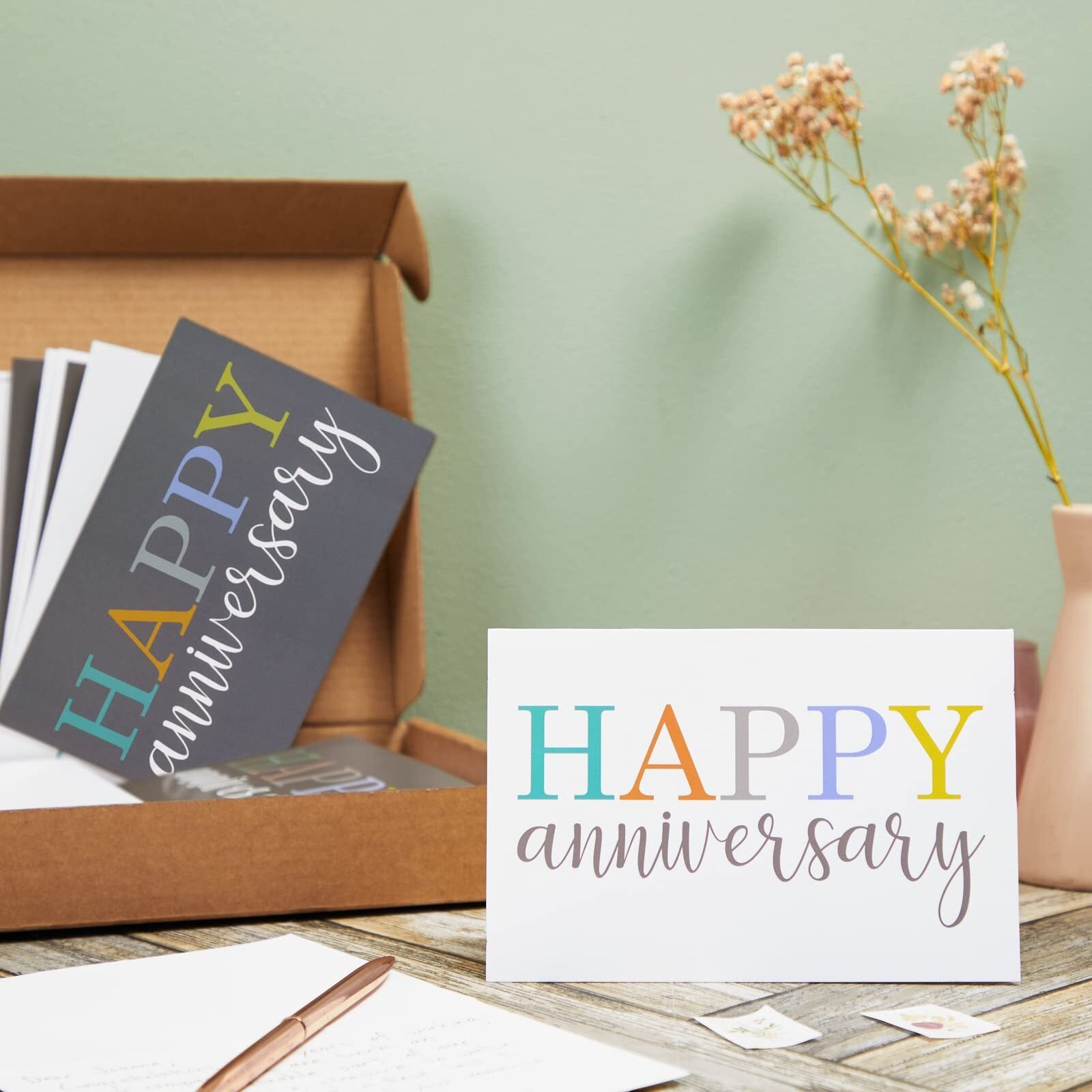 Juvale 36-Pack Assorted Bulk Happy Anniversary Cards With Envelopes, Bulk Box Set For Couples, Marriages, Family, Work Employee Anniversaries, 6 Blank Designs (4X6 In)