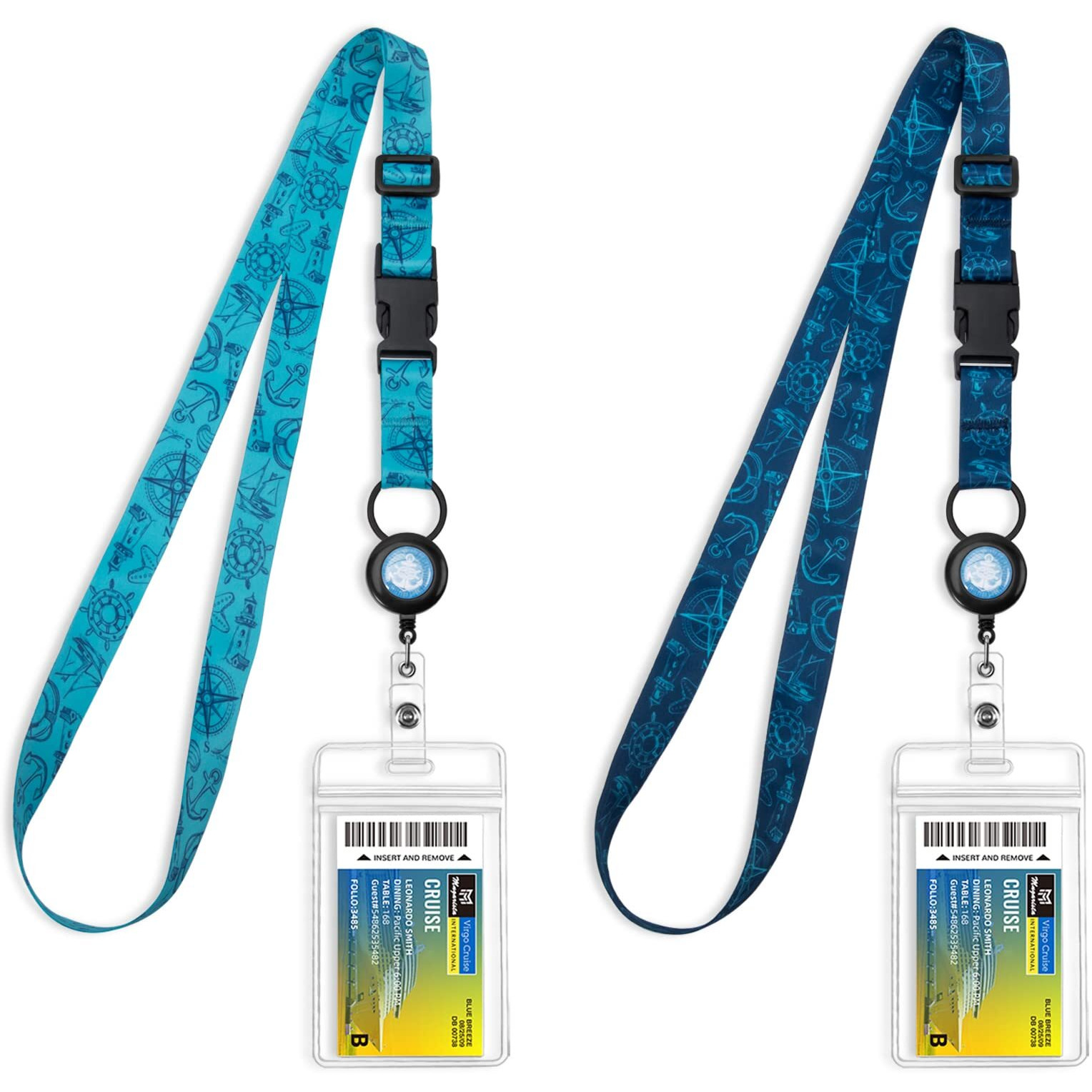 Mngarista Retractable Cruise Lanyard For Ship Cards, Waterproof Lanyards For Cruise Ship Cards With Id Holder, 2 Pack, Underwater World