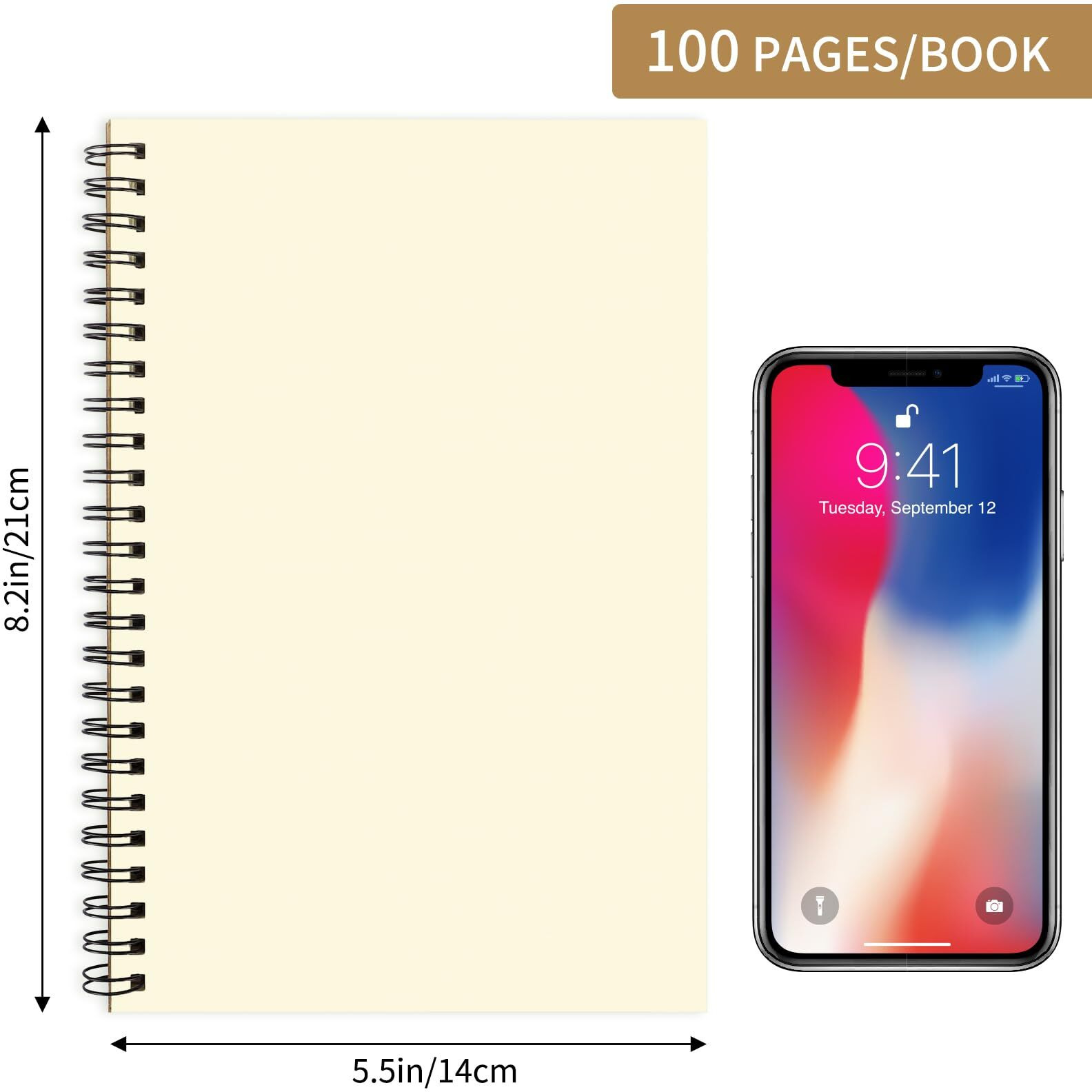 Eoout 12 Pack A5 Blank Spiral Notebooks, Sketchbooks, Unlined Journals 5.5 X 8.3In, 50 Sheets 100 Pages, Diary Sketch Books For Drawing, Art, Students, Office