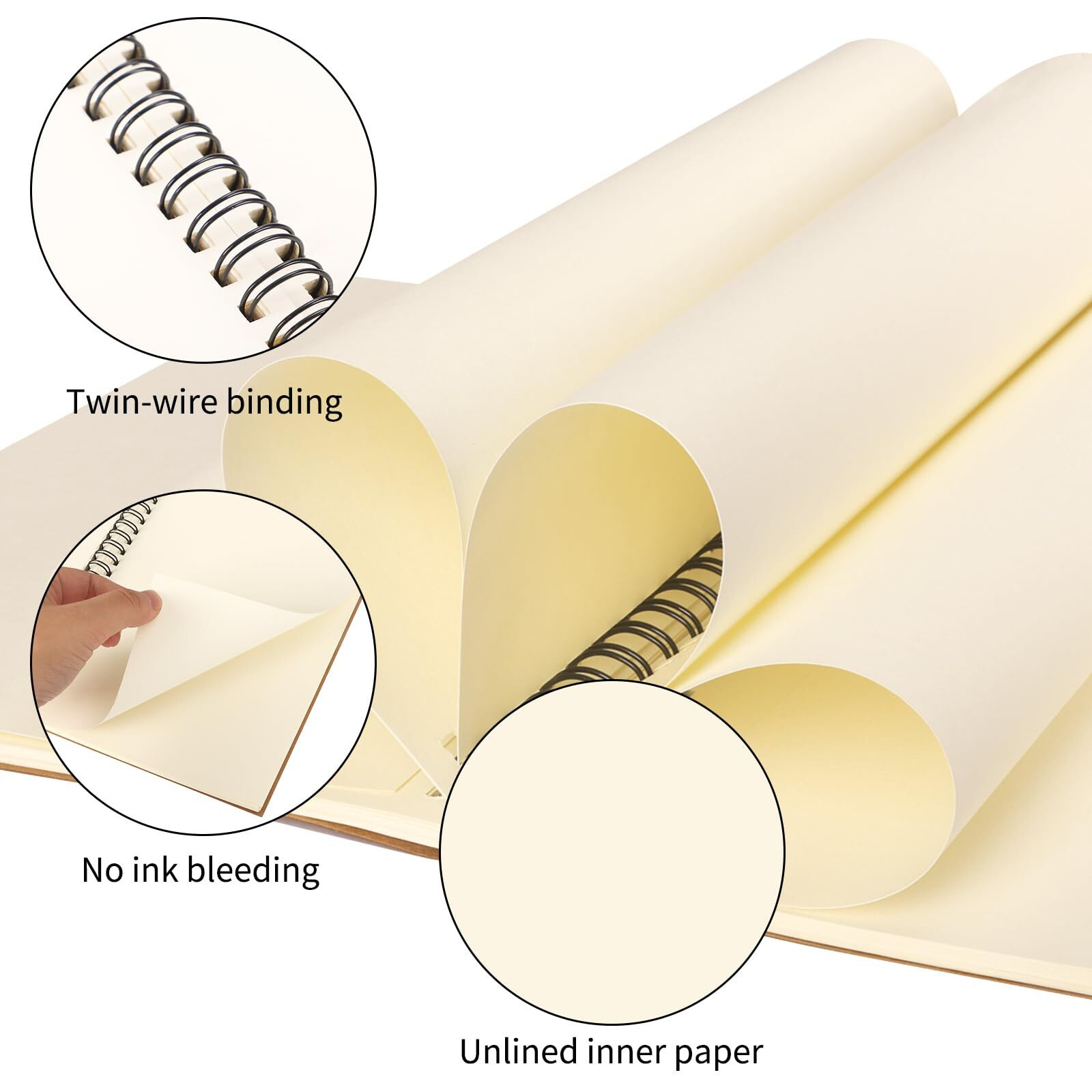 Eoout 12 Pack A5 Blank Spiral Notebooks, Sketchbooks, Unlined Journals 5.5 X 8.3In, 50 Sheets 100 Pages, Diary Sketch Books For Drawing, Art, Students, Office