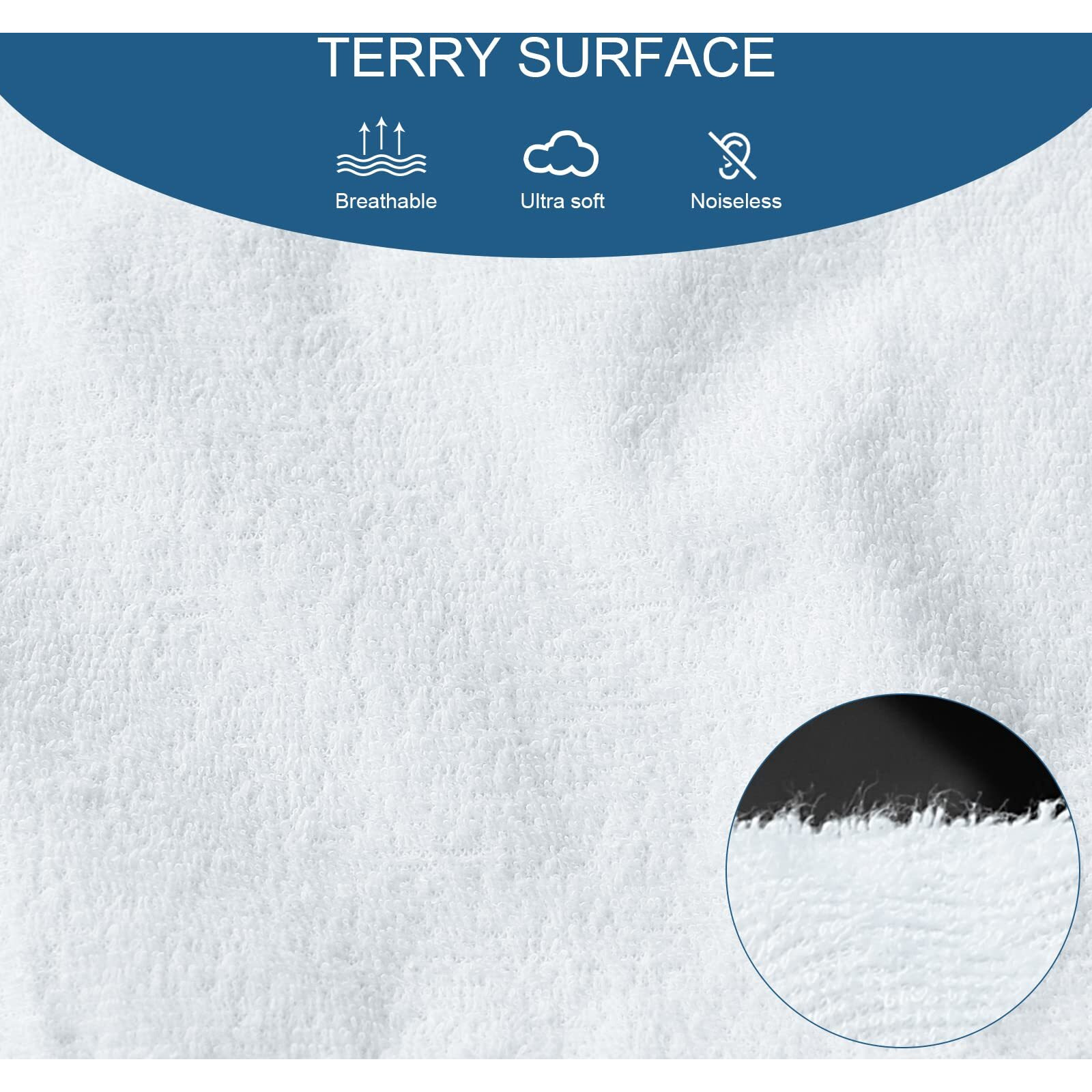 Queen Mattress Protector Waterproof Cover Absorbent & Skin Friendly & Noiseless Fits Up To 18'' Depth, Terry Machine Wash Highly Protection Mattress Protector Queen Size