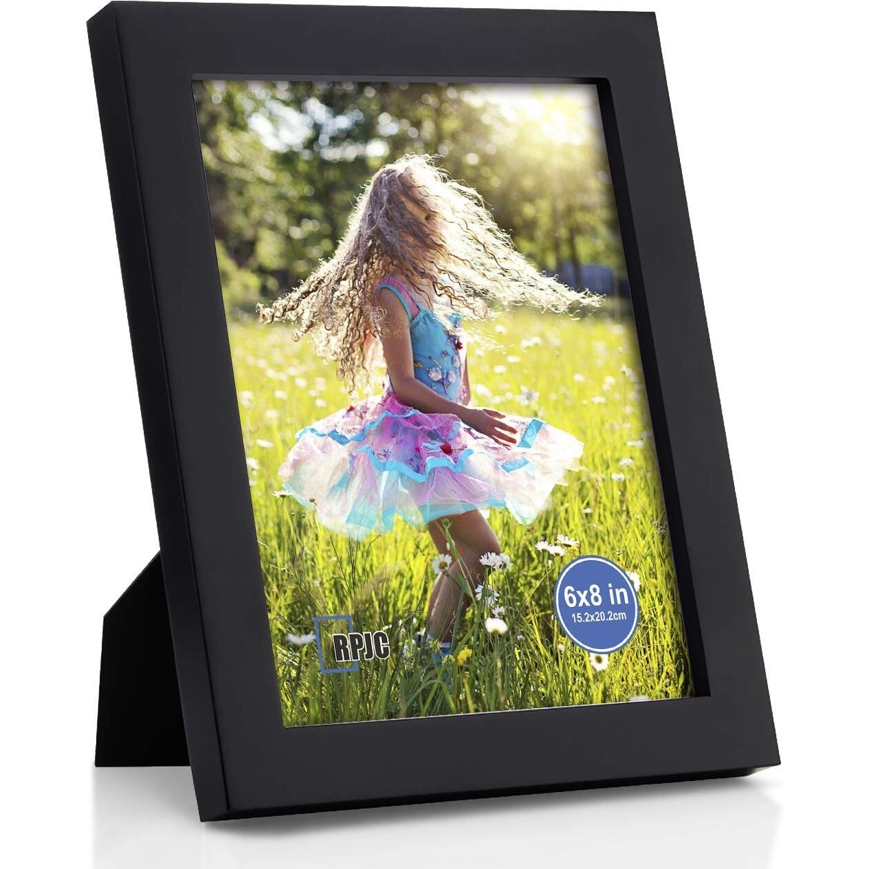 Rpjc 6X8 Inch Picture Frame Made Of Solid Wood And High Definition Glass Display Pictures For Table Top Display And Wall Mounting Photo Frame Black