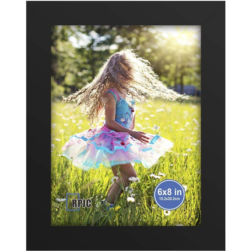 Rpjc 6X8 Inch Picture Frame Made Of Solid Wood And High Definition Glass Display Pictures For Table Top Display And Wall Mounting Photo Frame Black