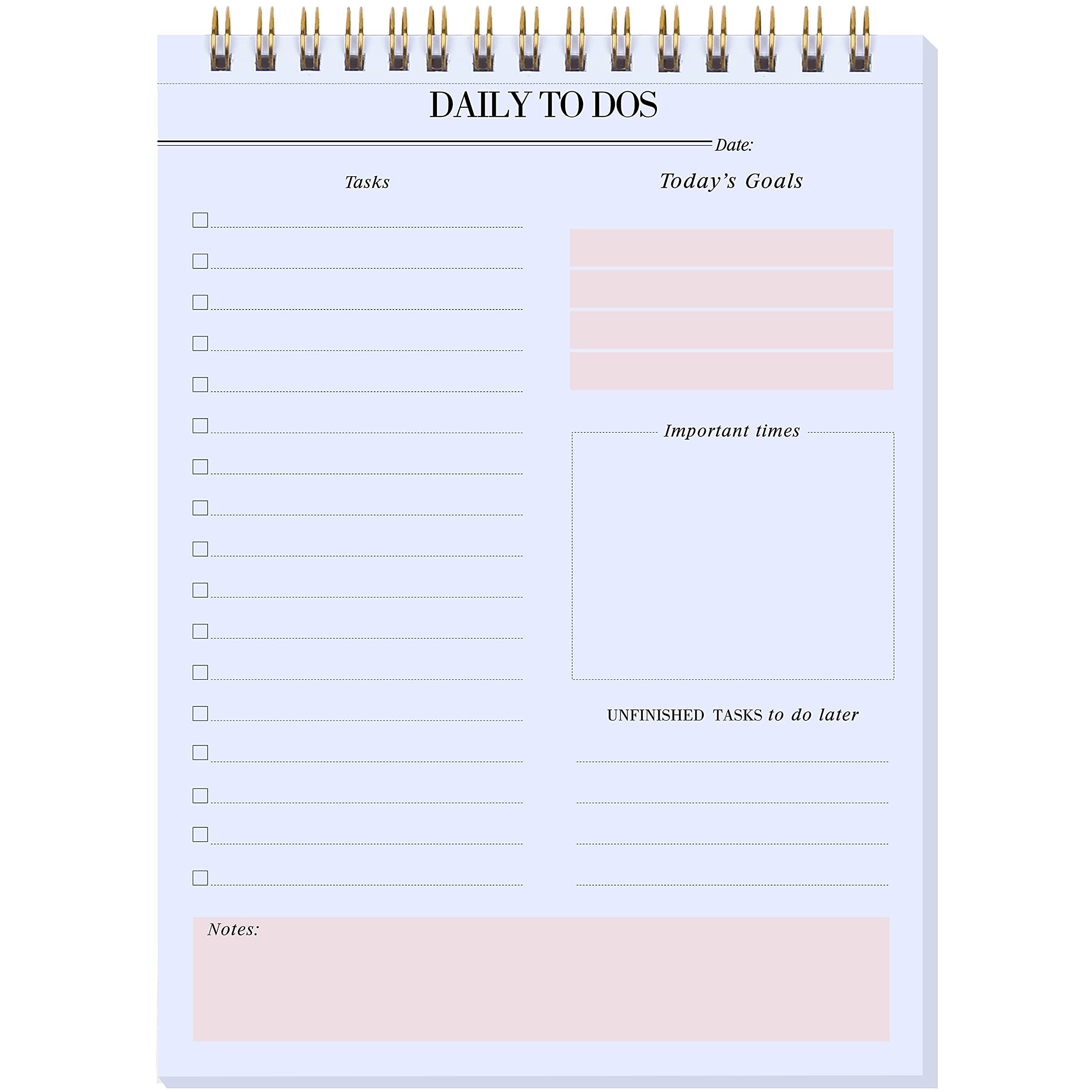 Daily To Do Notepads - Task Checklist Planner, Time Management Planner, To Do Lists, Organizer With Today's Goals, Notes, 52 Undated Agenda Tear-Off Sheets, 6.5 X 9.8 Inches (Pink)