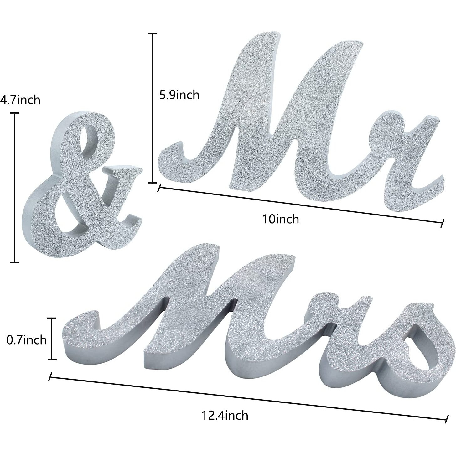 Mr Mrs Sign For Wedding Table,Mr And Mrs Wooden Letters,Large Mr. & Mrs.Party Decoration Items,Head Table Wedding Wood Letter,Just Married Sign Anniversary Party Valentine's Day Vintage Decor, Silver 2