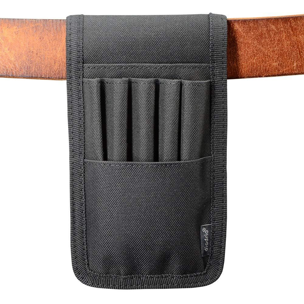 Diodrio Belt Pen Holder, Pencil Holder Pouch, Pen Sleeve Case Holster For Belt, Hold Multiple Pens, Hold 6 Inch Ruler, 4 Pens And A Marker. Made Of Durable Fabrics, Detachable, Black.