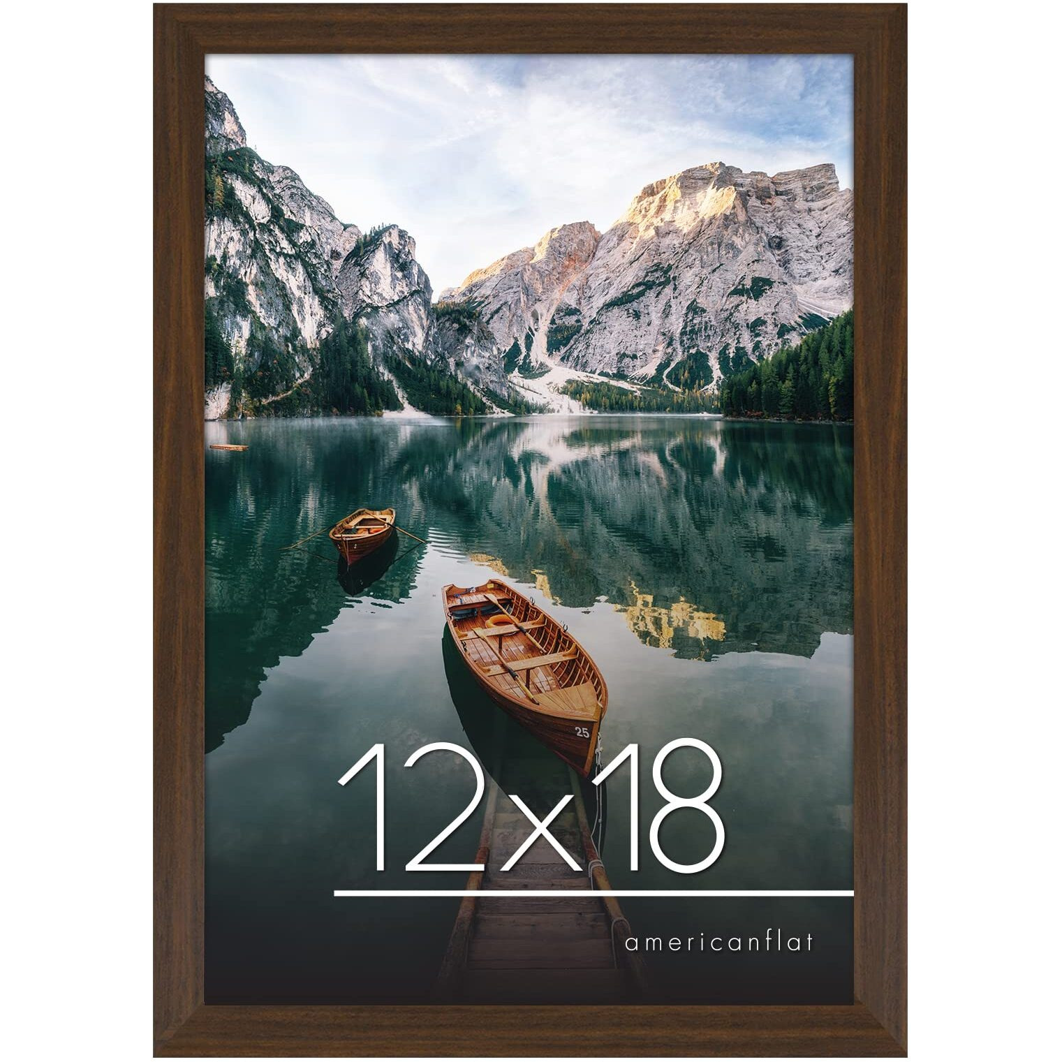 Americanflat 12X18 Picture Frame In Walnut - Engineered Wood With Shatter Resistant Glass - Horizontal And Vertical Formats For Wall
