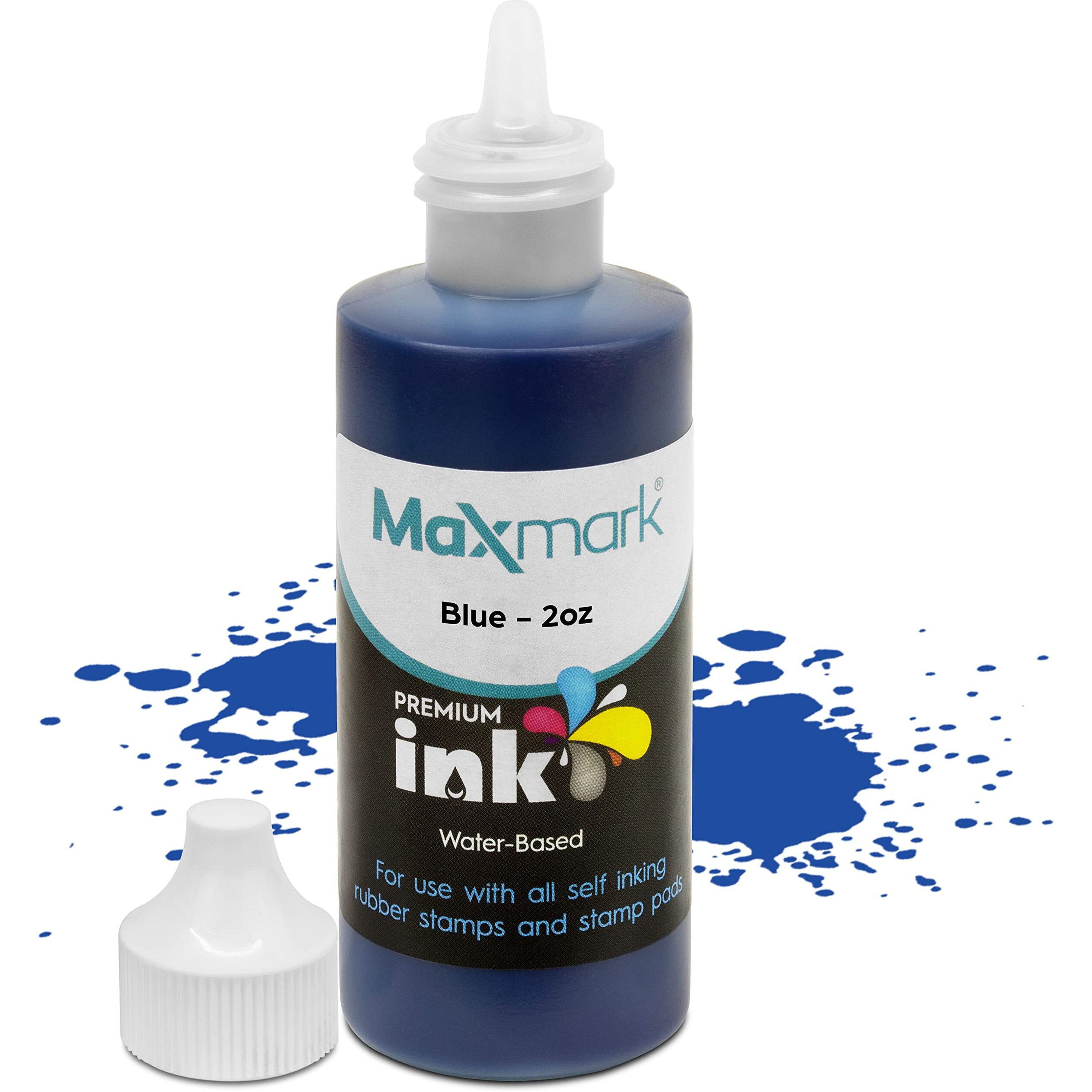 Maxmark Premium Refill Ink For Self Inking Stamps And Stamp Pads, Blue Color - 2 Oz.