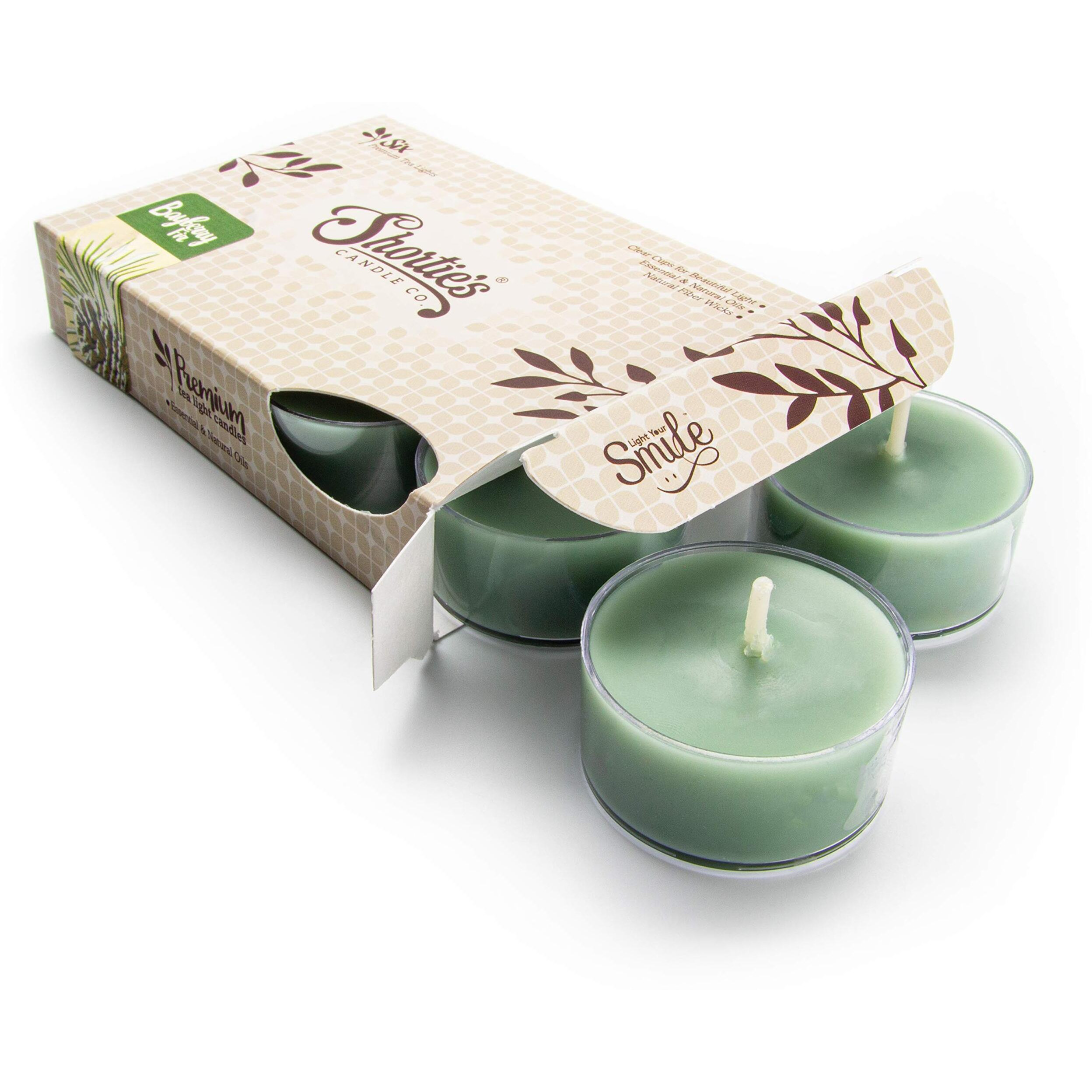 Bayberry Fir Premium Tealight Candles - Highly Scented With Essential Oils - 6 Green Tea Lights - Beautiful Candlelight - Made In The Usa - Christmas & Holiday Collection