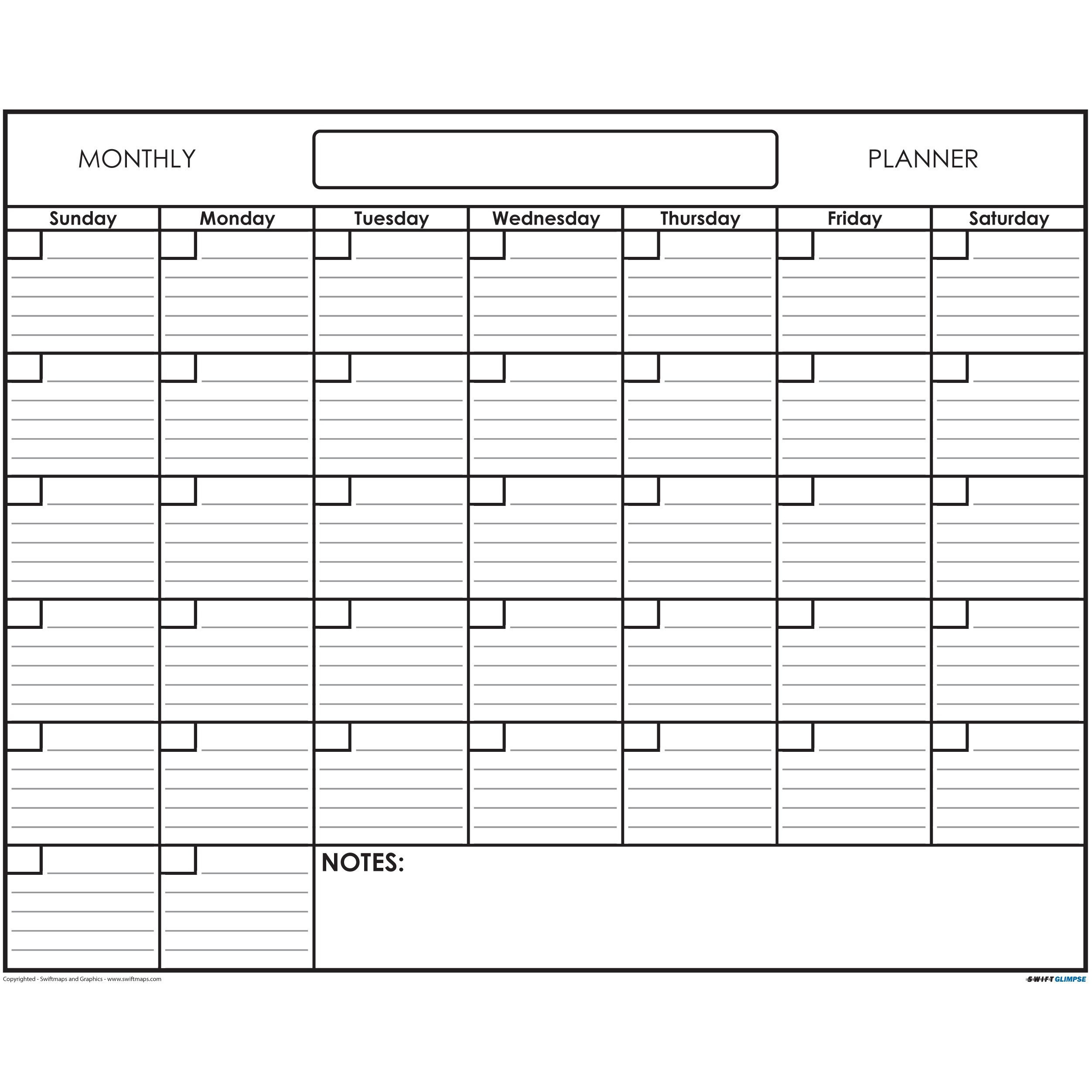 18" X 24" Erasable Undated One Month Laminated Wall Calendar Monthly Planner Blank Reusable Perfect For Organizing Home Office Academic Schedules W/ Free Erase Marker