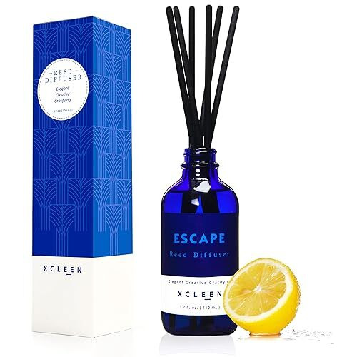 Xcleen Reed Diffusers Set, 3.7 Oz Scent Diffuser, 6 Reed Diffuser Sticks, Home Fragrance Hyacinth, Peony & Citrus, Aromatherapy Oil Diffuser Reeds, More Masculine Scent, Bathroom & Office Decor 110Ml