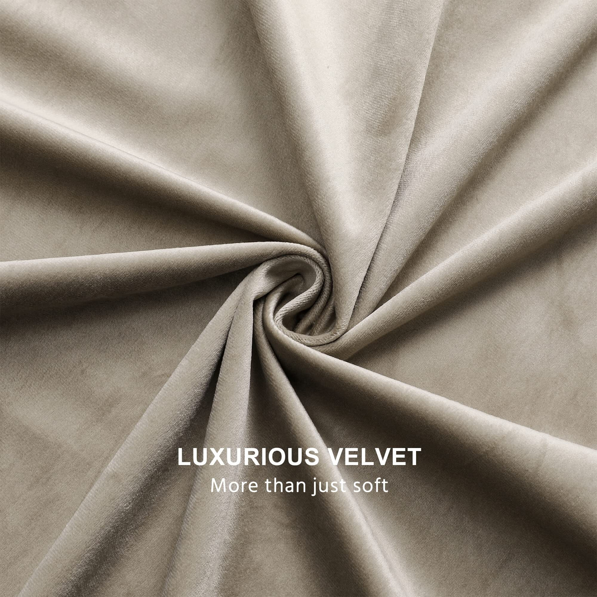 Benedeco Taupe Velvet Curtains For Bedroom Window, Super Soft Luxury Drapes, Room Darkening Thermal Insulated Rod Pocket Curtain For Living Room, W52 By L96 Inches, 2 Panels