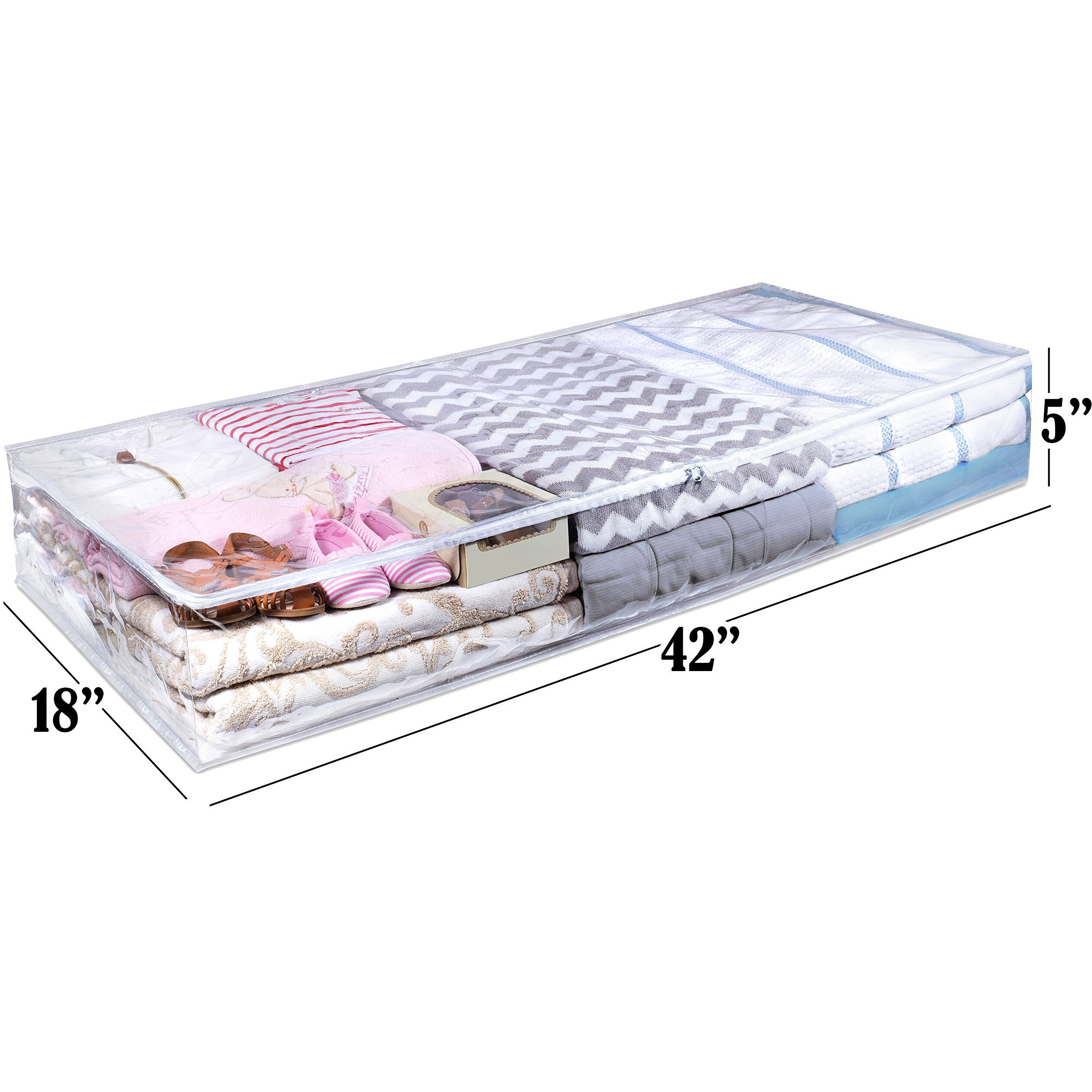 Clear Underbed Storage Bag - Durable Vinyl Material To Shield Your Contents From Dust, Dirt And Moisture. Easy Gliding Zipper For Easy Access And Label Pocket For Easy Identification. (2-Pack)