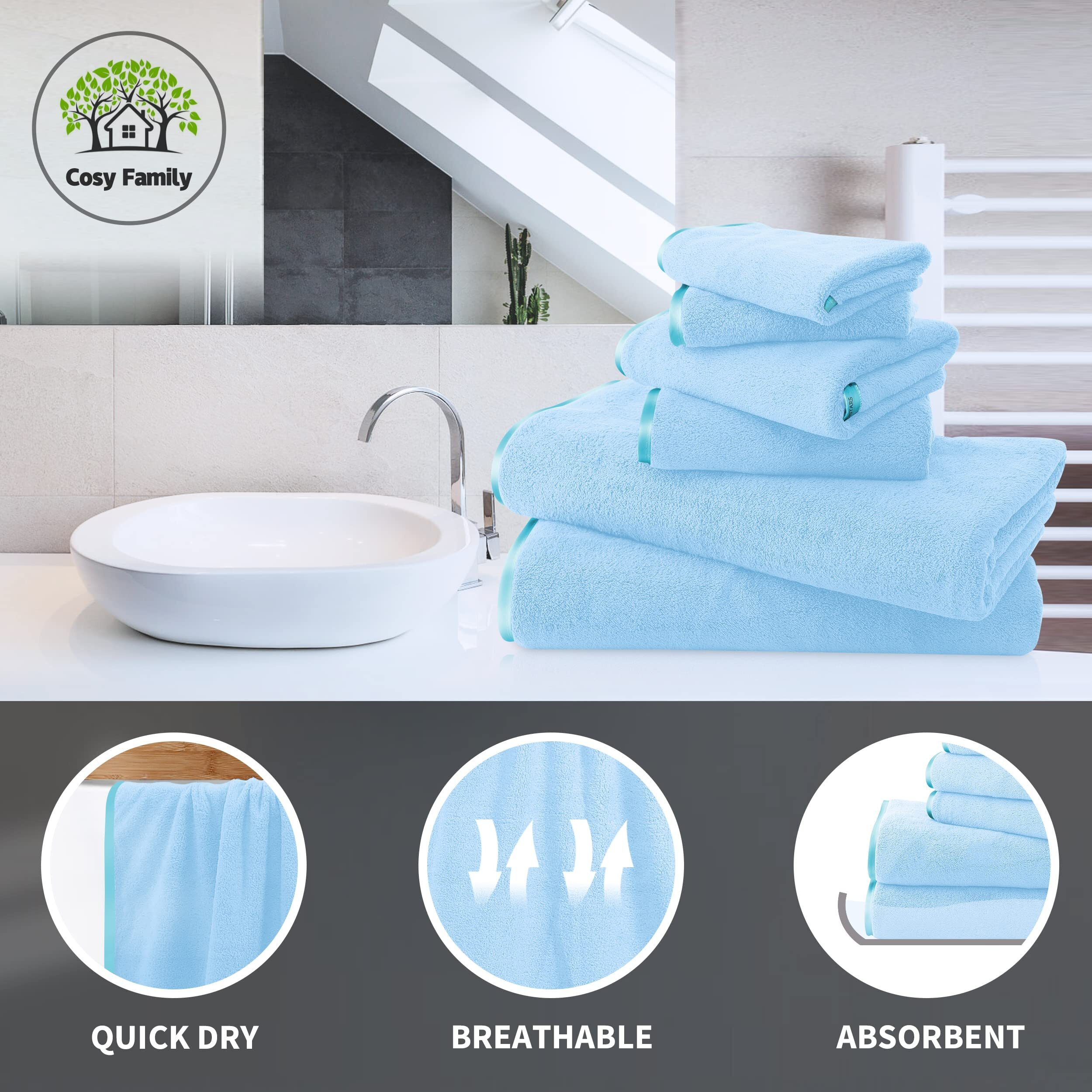 Cosy Family Microfiber 8-Piece Towel Set, 2 Bath Towels, 2 Hand Towels, And 4 Wash Cloths, Ultra Soft Highly Absorbent Towels For Bathroom, Gym, Hotel, Beach And Spa (Dark Grey)