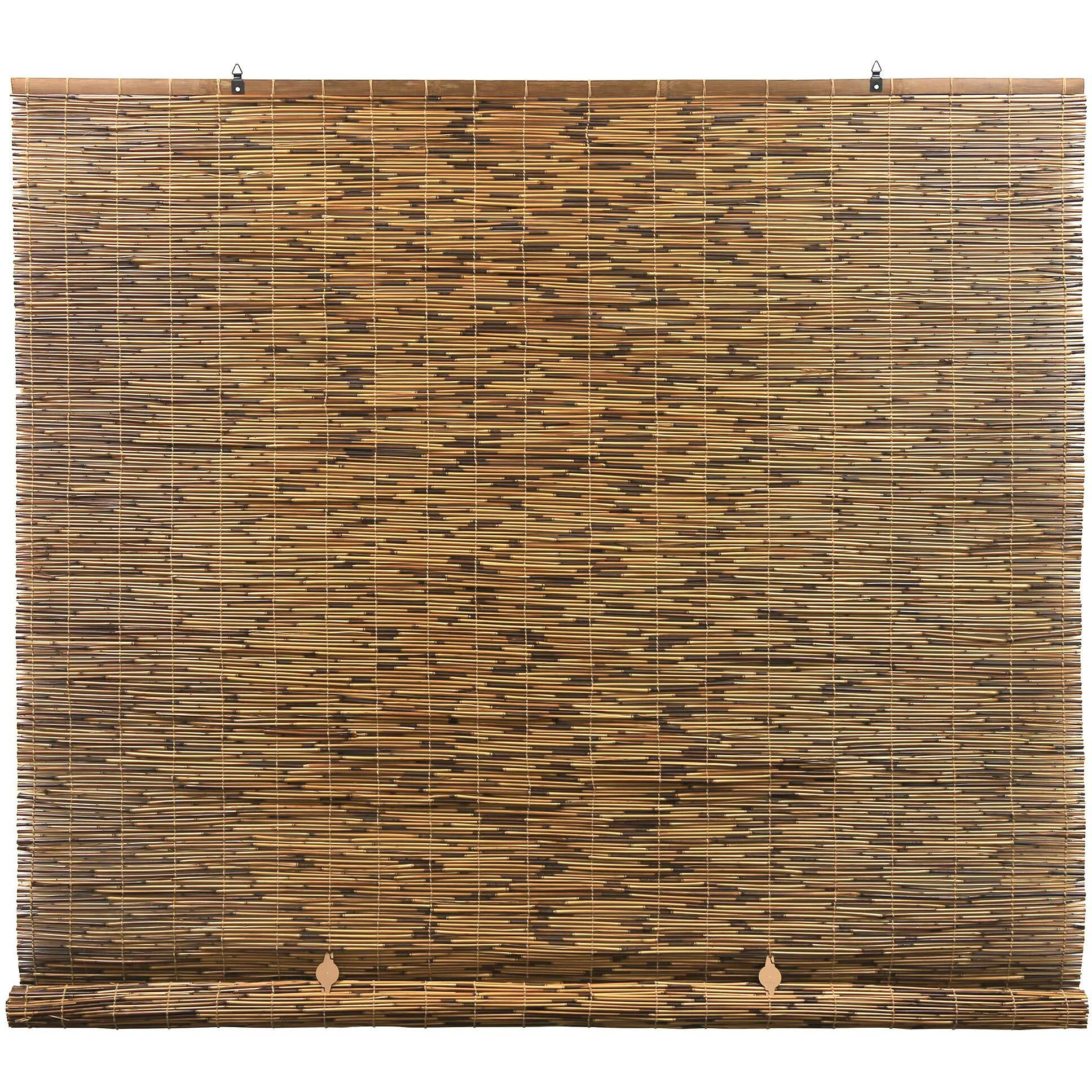 Radiance - Outdoor Roller Shades For Porch Or Patio Privacy Screen, Roll-Up Bamboo Blinds For Windows, Cocoa, 72" W X 72" L