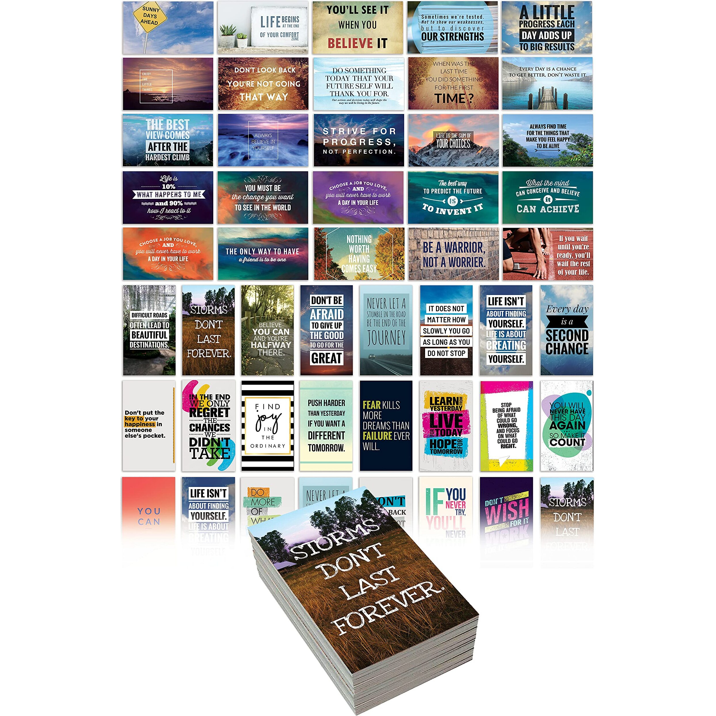 Better Office Products Motivation Inspiration Affirmation Cards, 120 Pack, 2 Each Of 60 Unique Assorted Designs, Encouragement Card Deck, 2&quot X 3.5&quot (Business Card Size)
