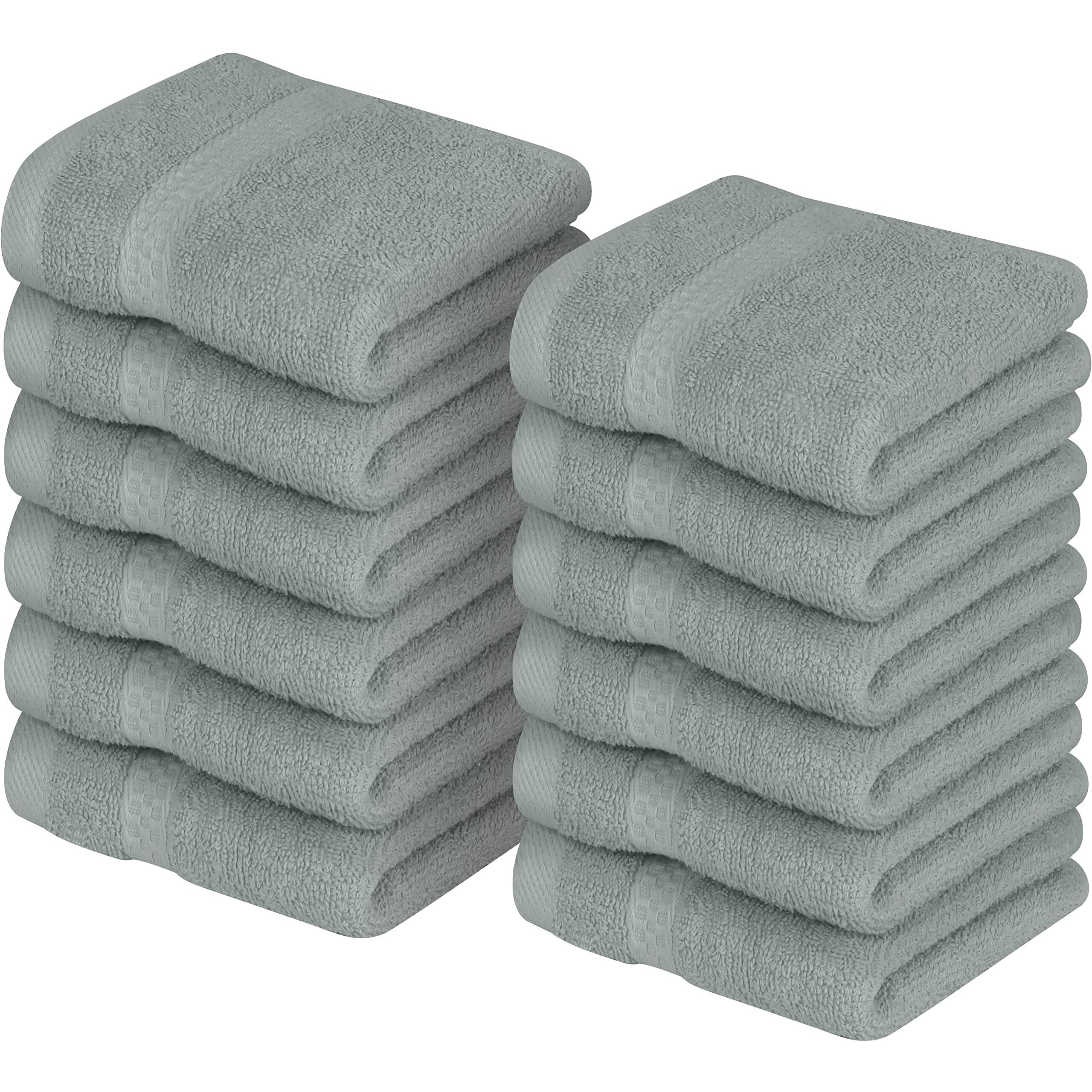 Utopia Towels [12 Pack Premium Wash Cloths Set (12 X 12 Inches) 100% Cotton Ring Spun, Highly Absorbent And Soft Feel Essential Washcloths For Bathroom, Spa, Gym, And Face Towel (Cool Grey)