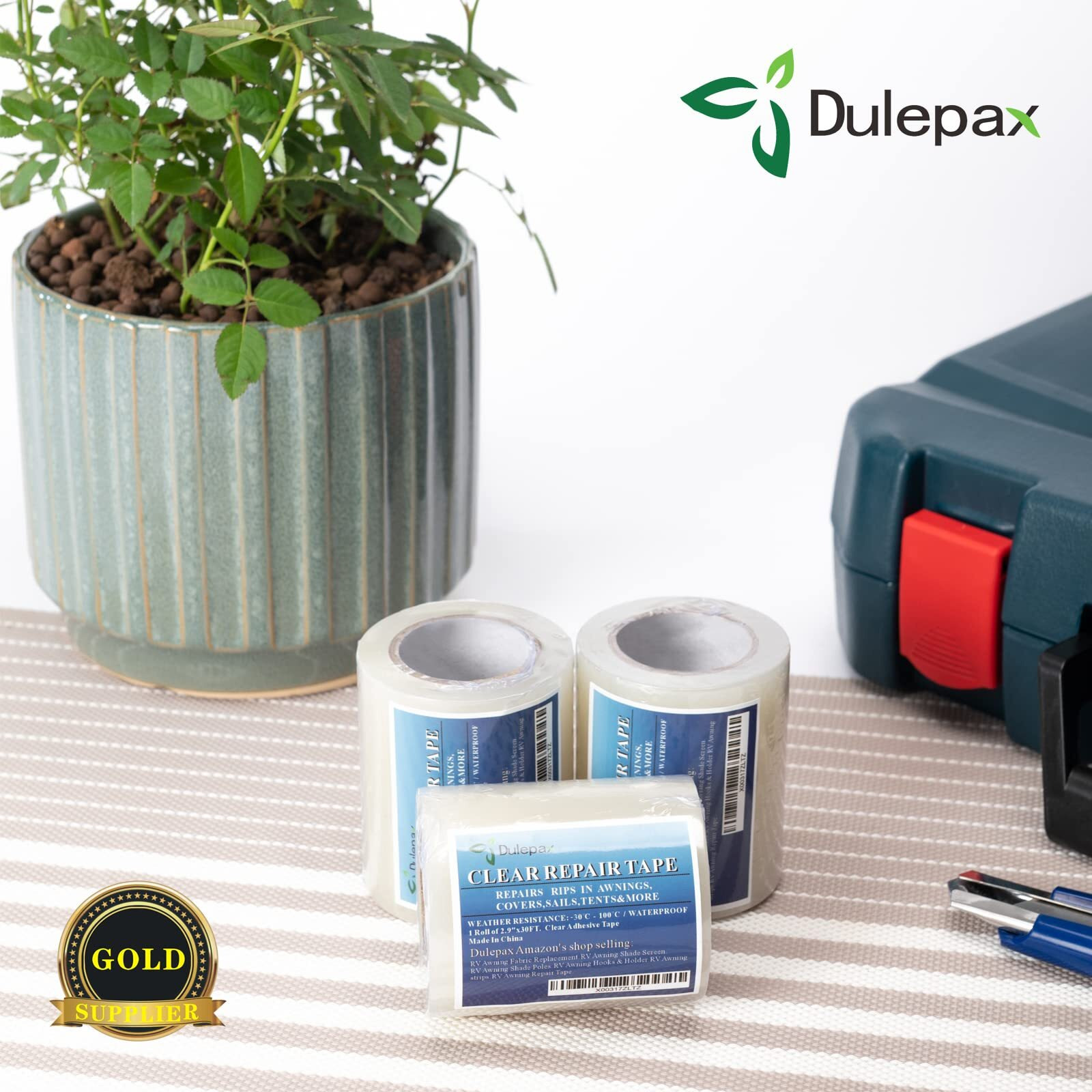 Dulepax-Tent Repair Tape,Awning Repair Tape,Boat Covers Repair Tape,Rv Covers Repair Kit,Tarp Repair Kit,Canvas Pctch Kit,Sail Tape Etc.1 Roll Of 30Ft X 2.9"