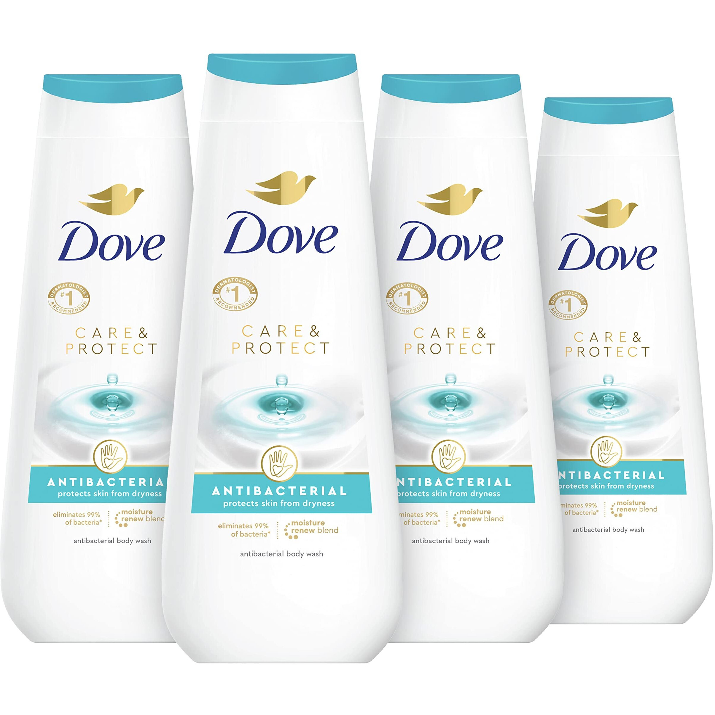 Dove Body Wash Care & Protect Antibacterial 4 Count For All Skin Types Protects From Dryness 20 Oz