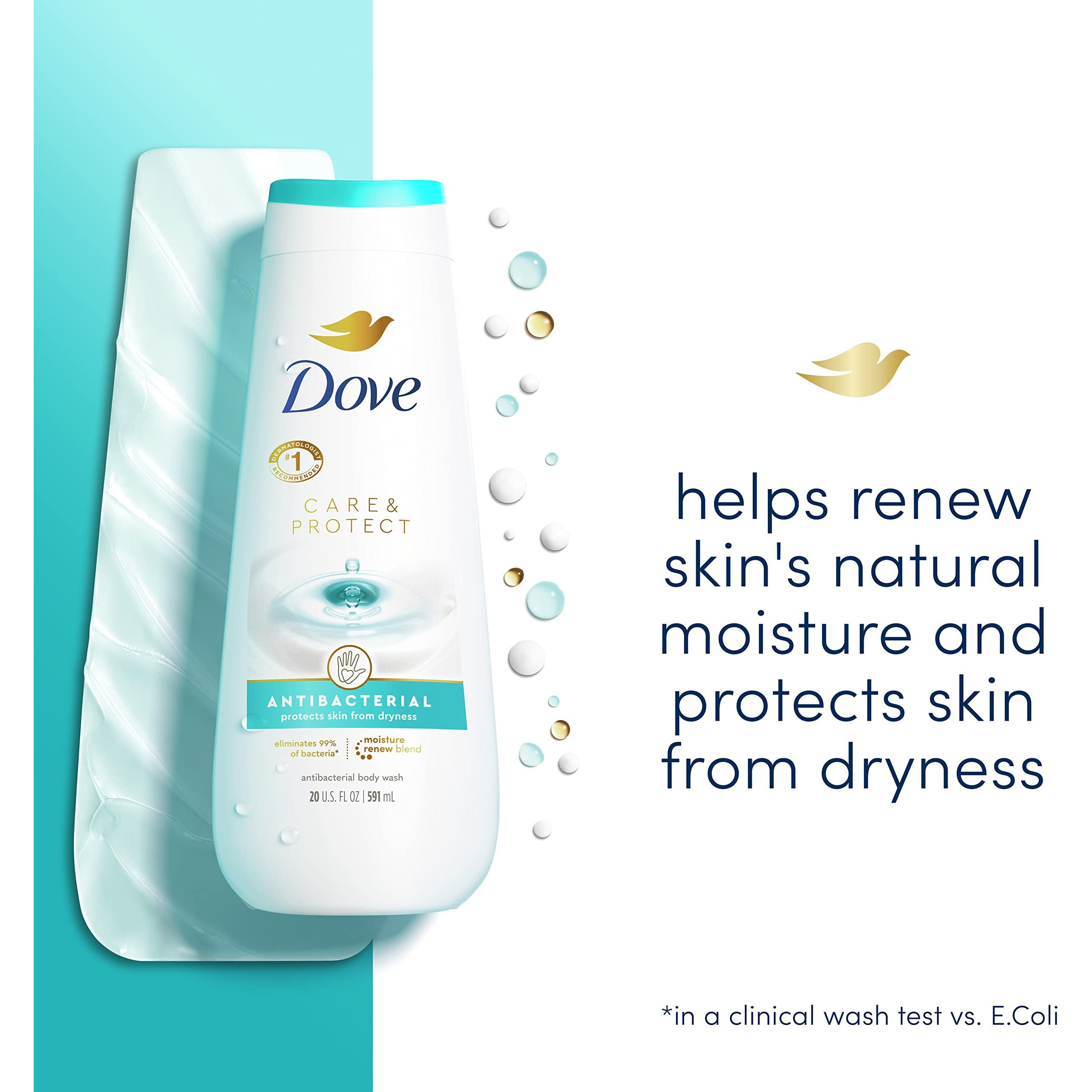 Dove Body Wash Care & Protect Antibacterial 4 Count For All Skin Types Protects From Dryness 20 Oz