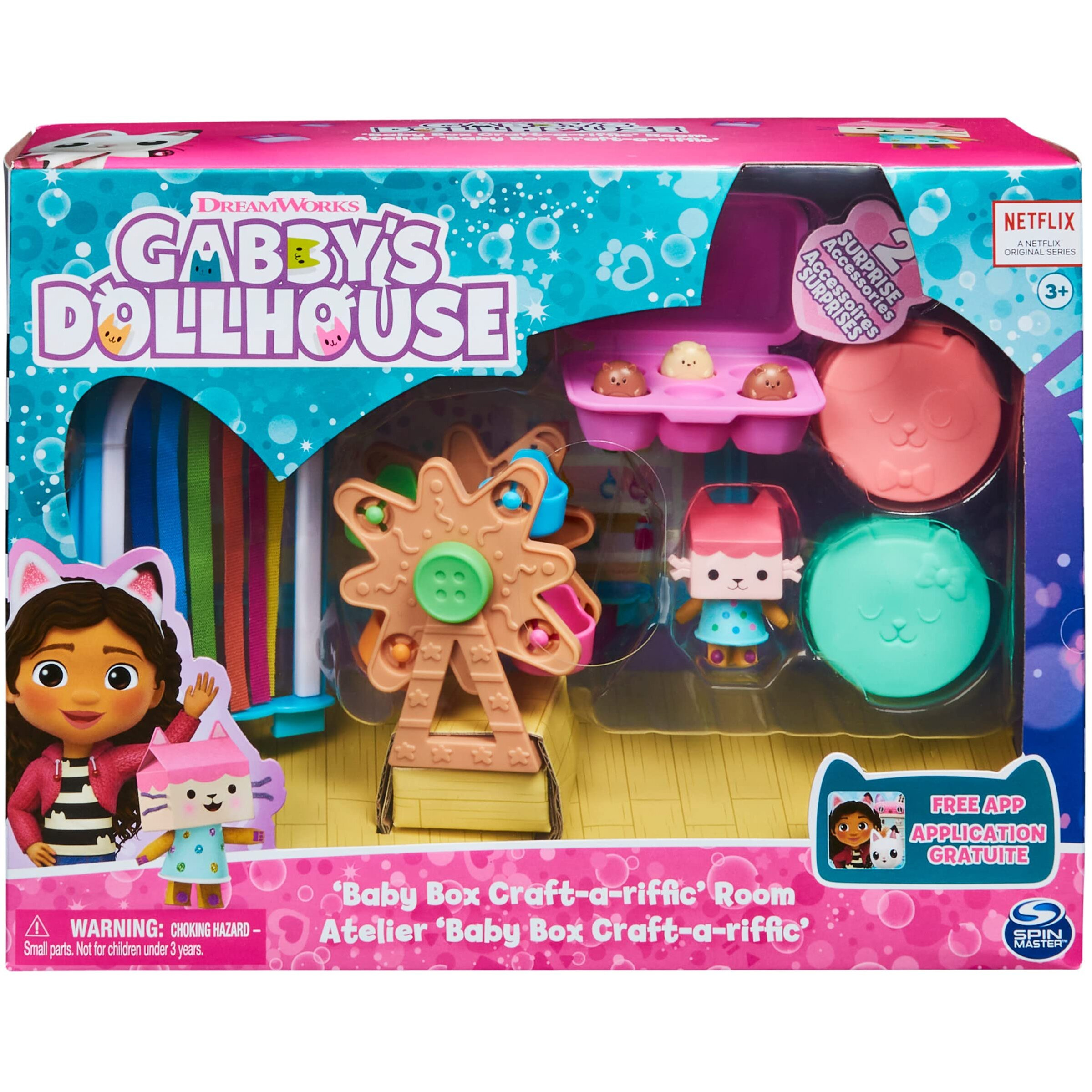 Gabby's Dollhouse, Baby Box Cat Craft-A-Riffic Room With Exclusive Figure, Accessories, Furniture And Dollhouse Delivery, Kids Toys For Ages 3 And Up