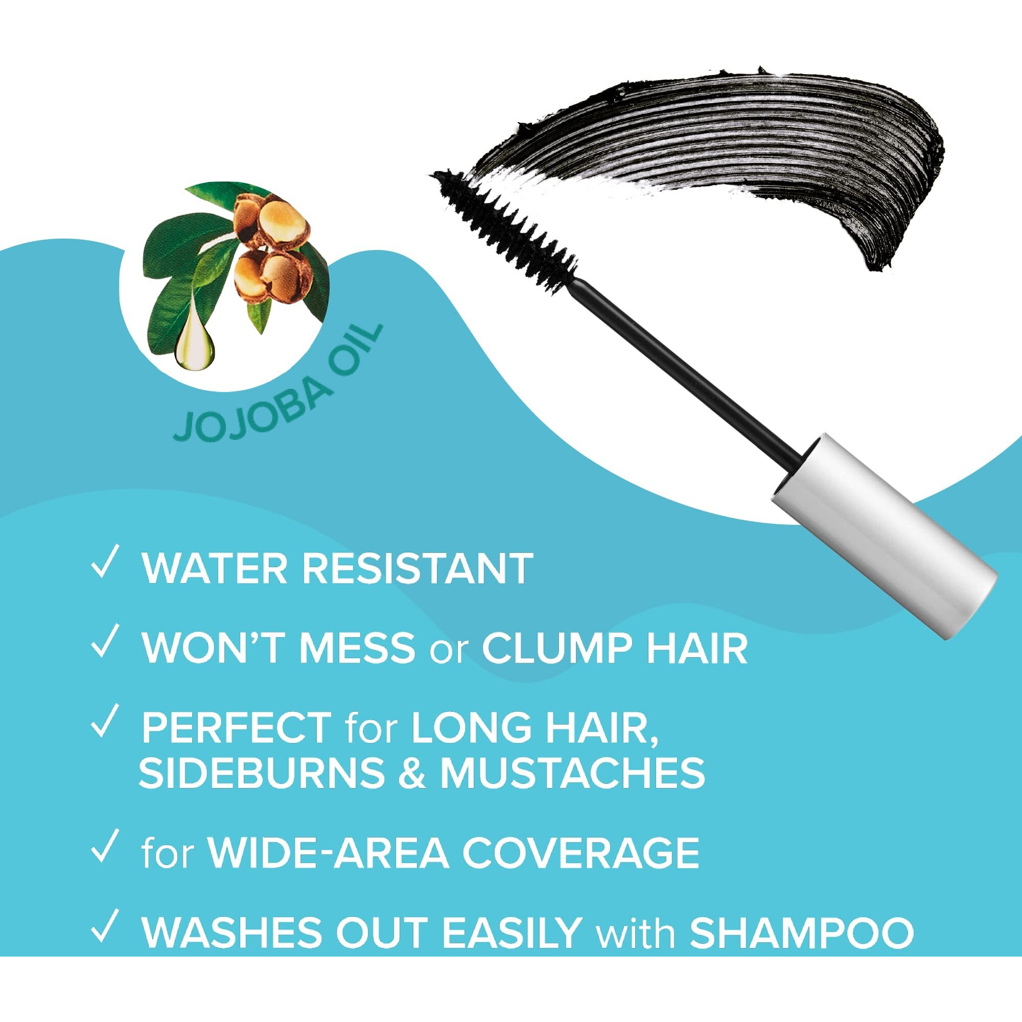 Red By Kiss Quick Cover Root Touch Up Rescue (Black 2 Pack), Mascara Natural Water-Resistant Temporary Gray Concealer Cover Up Brush For Hair Mustache & Beard, Formulated With Jojoba Oil