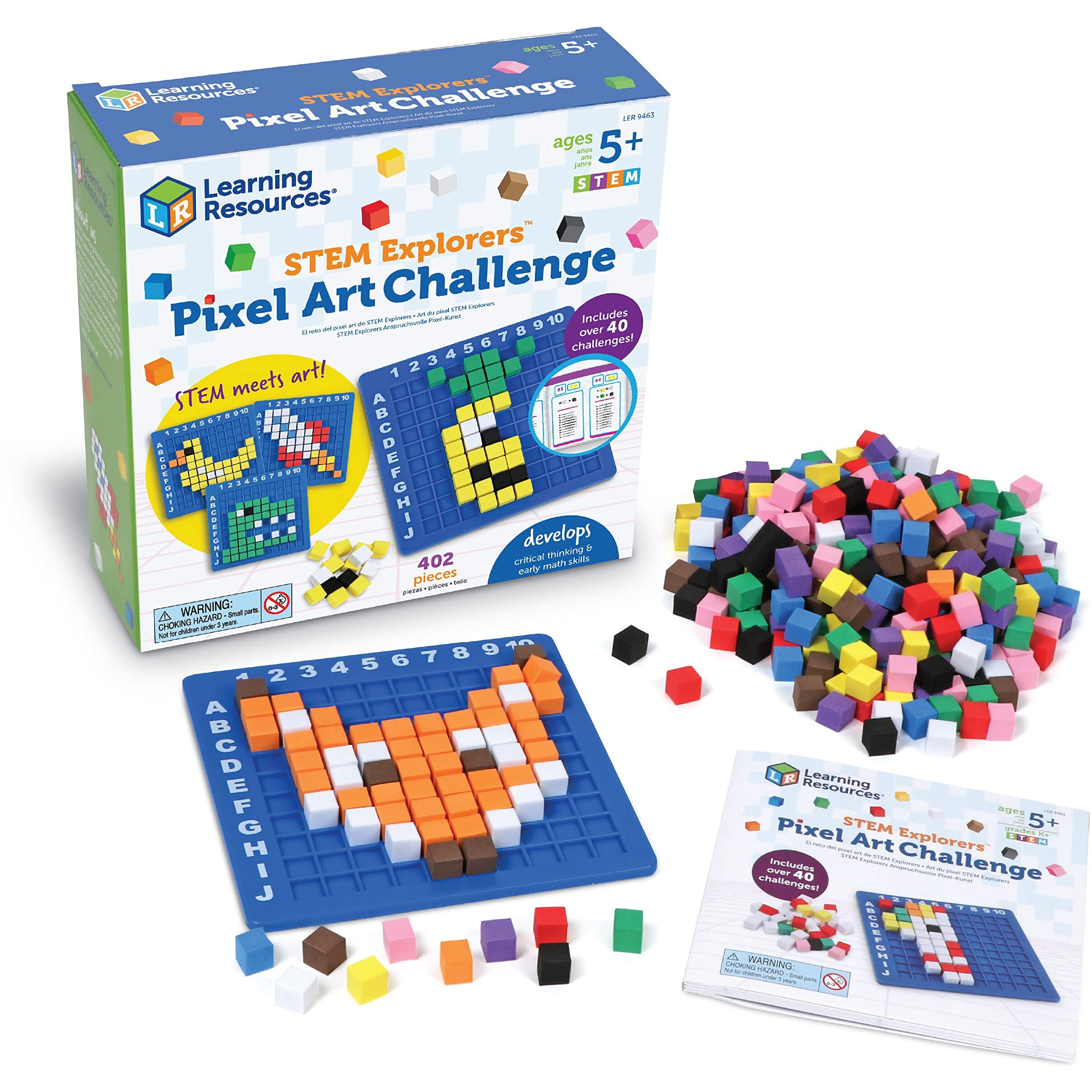 Learning Resources Stem Explorers Pixel Art Challenge, 402 Pieces, Ages 5+, Stem Toys For Kids, Coding Basics For Kids, Stem Activities For Classroom