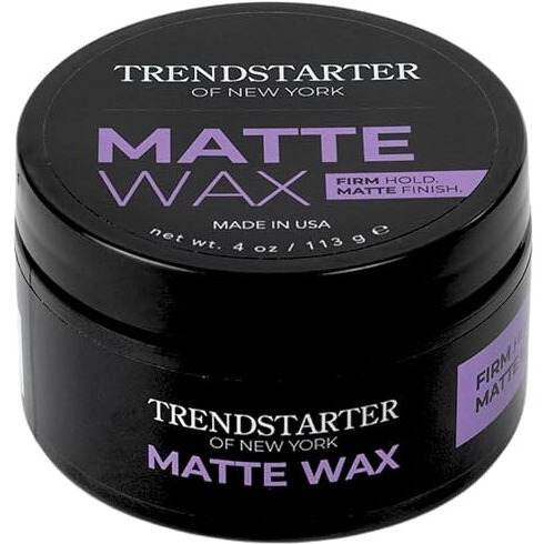 Trendstarter - Matte Wax (4Oz) - Firm Hold - Matte Finish - Premium Water Based All-Day Hold Hair Styling Pomade - Flake-Free Styling Wax For All Hair Types