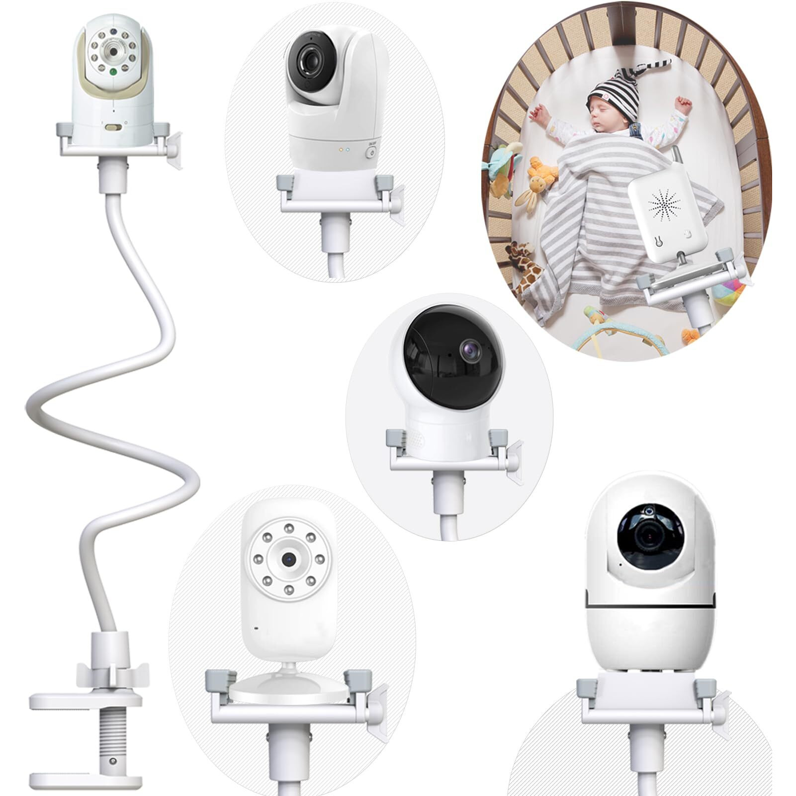 Derebir Baby Camera Mount Flexible Baby Monitor Holder Stand Shelf Compatible With Arenti Baby Monitor,Baby Camera Stand More Safety(33.7 Inch/Camera Not Included))