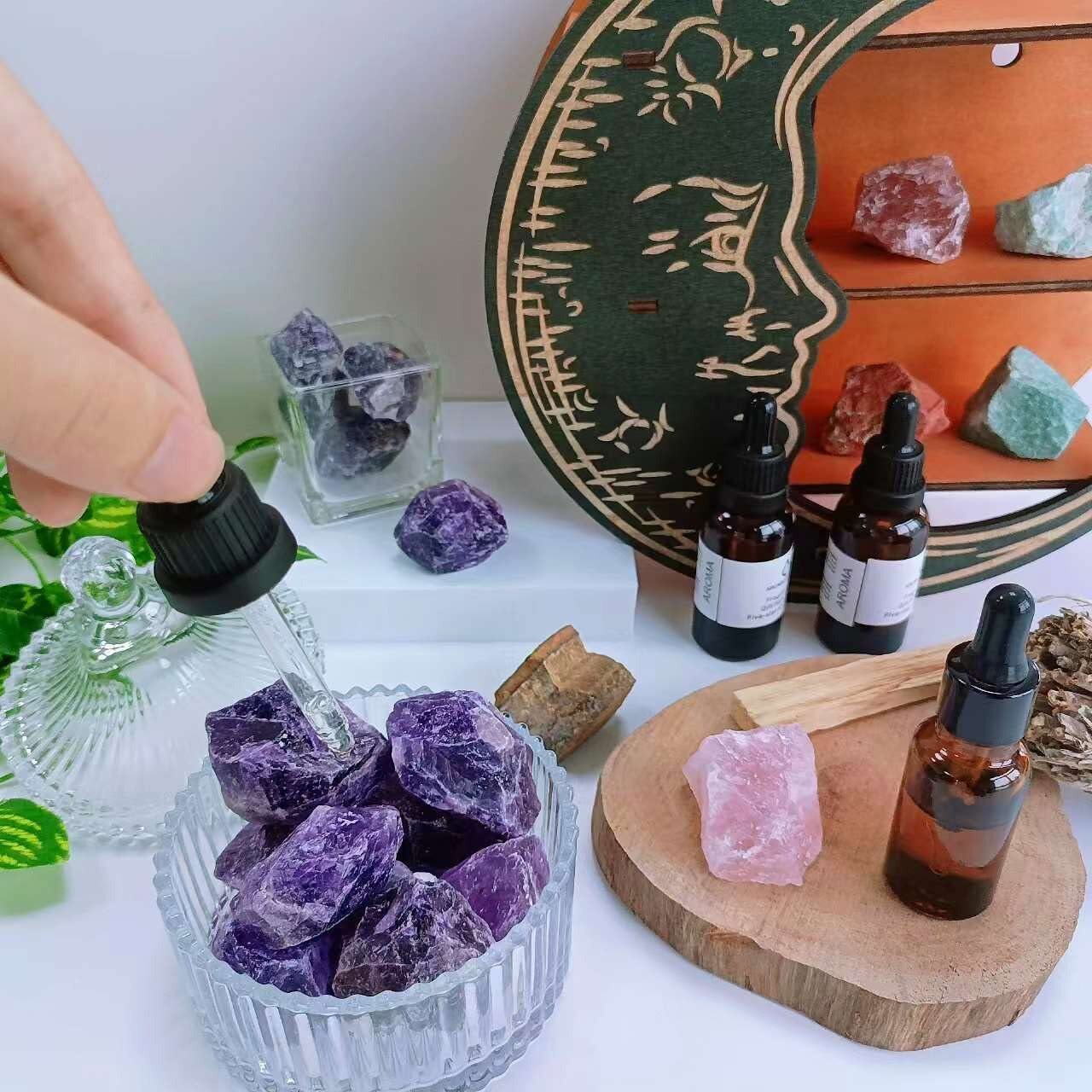 Laidanla Amethyst Natural Rough Stones Crystal Large Raw Crystals Bulk 1.5-2Inch Healing Gemstones For Reiki Healing Tumbling Fountain Rocks Wire Wrapping Decoration Cabbing Lapidary 4Pcs 0.5Lb