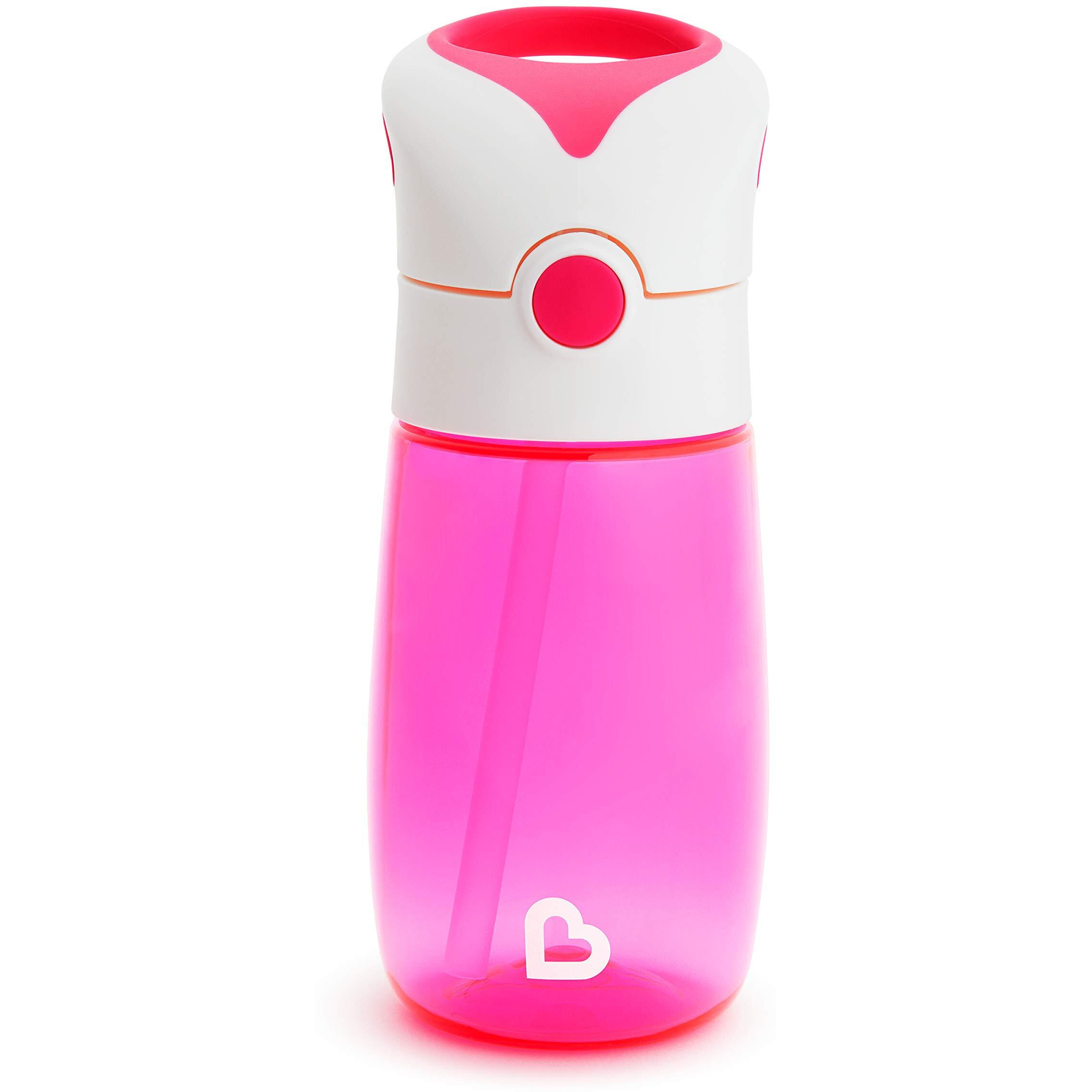Munchkin Flip & Go Toddler Sippy Cup With Straw, 12 Ounce, Ultra Durable Tritan Material, Pink