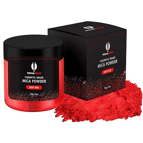 Deep Red Mica Powder For Epoxy Resin 56G / 2Oz. Jar - Techarooz 2 Tone Resin Dye Color Pigment Powder For Lip Gloss, Nails, Colorant For Slime Bath Bombs Soap Making Flag Red