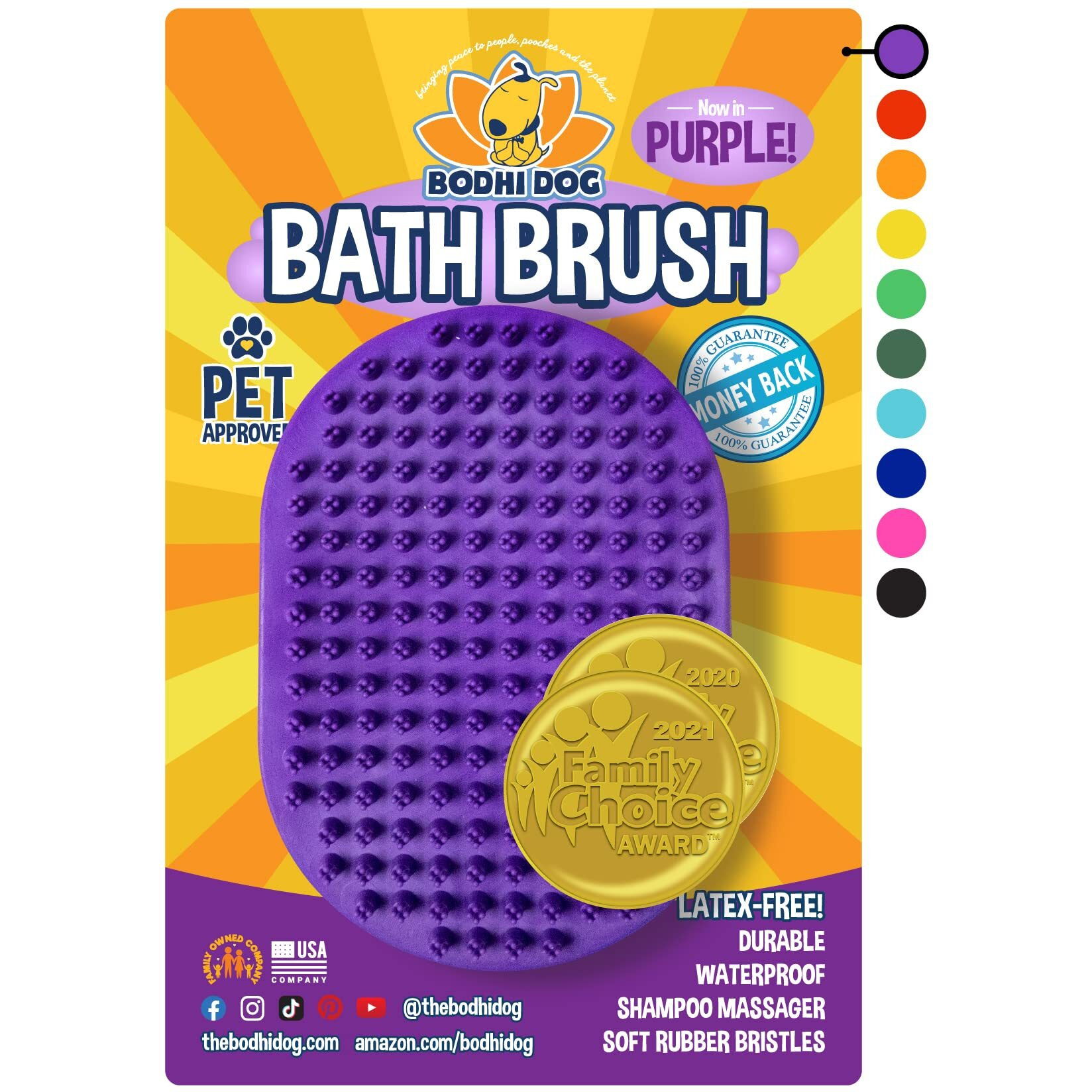 Bodhi Dog Shampoo Brush | Pet Shower & Bath Supplies For Cats & Dogs | Dog Bath Brush For Dog Grooming | Long & Short Hair Dog Scrubber For Bath | Professional Quality Dog Wash Brush