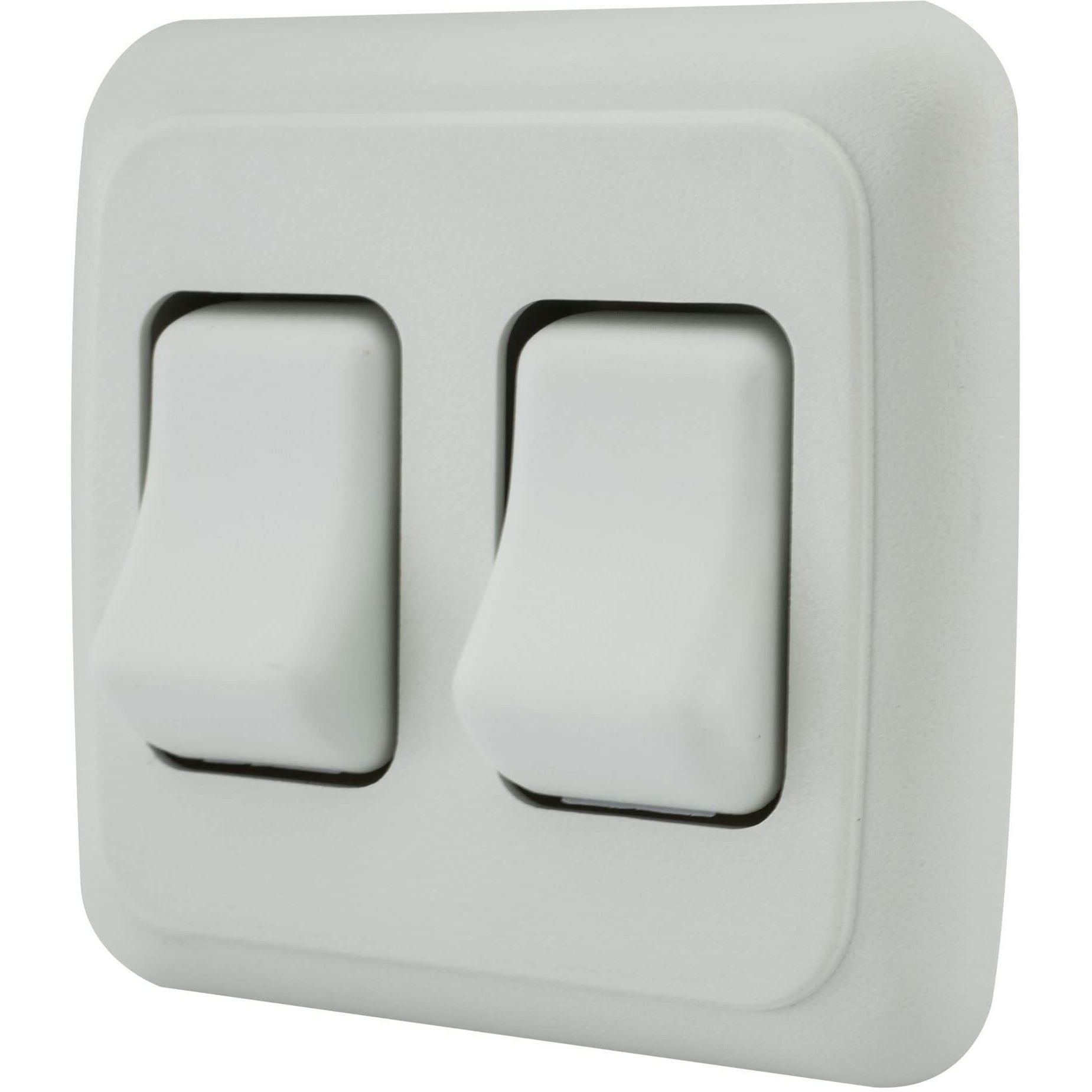 Double Spst On-Off Switch With Bezel, 12-Volt, For Rv, Trailer, Camper (White)