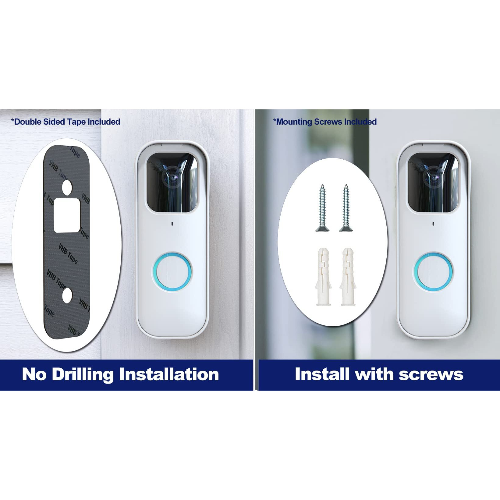 Blink Doorbell Mount For Blink Video Doorbell, No-Drilling Blink Mount Bracket, Easy Installation For Blink Doorbell Camera Security System (The Blink Doorbell Is Not Included),White