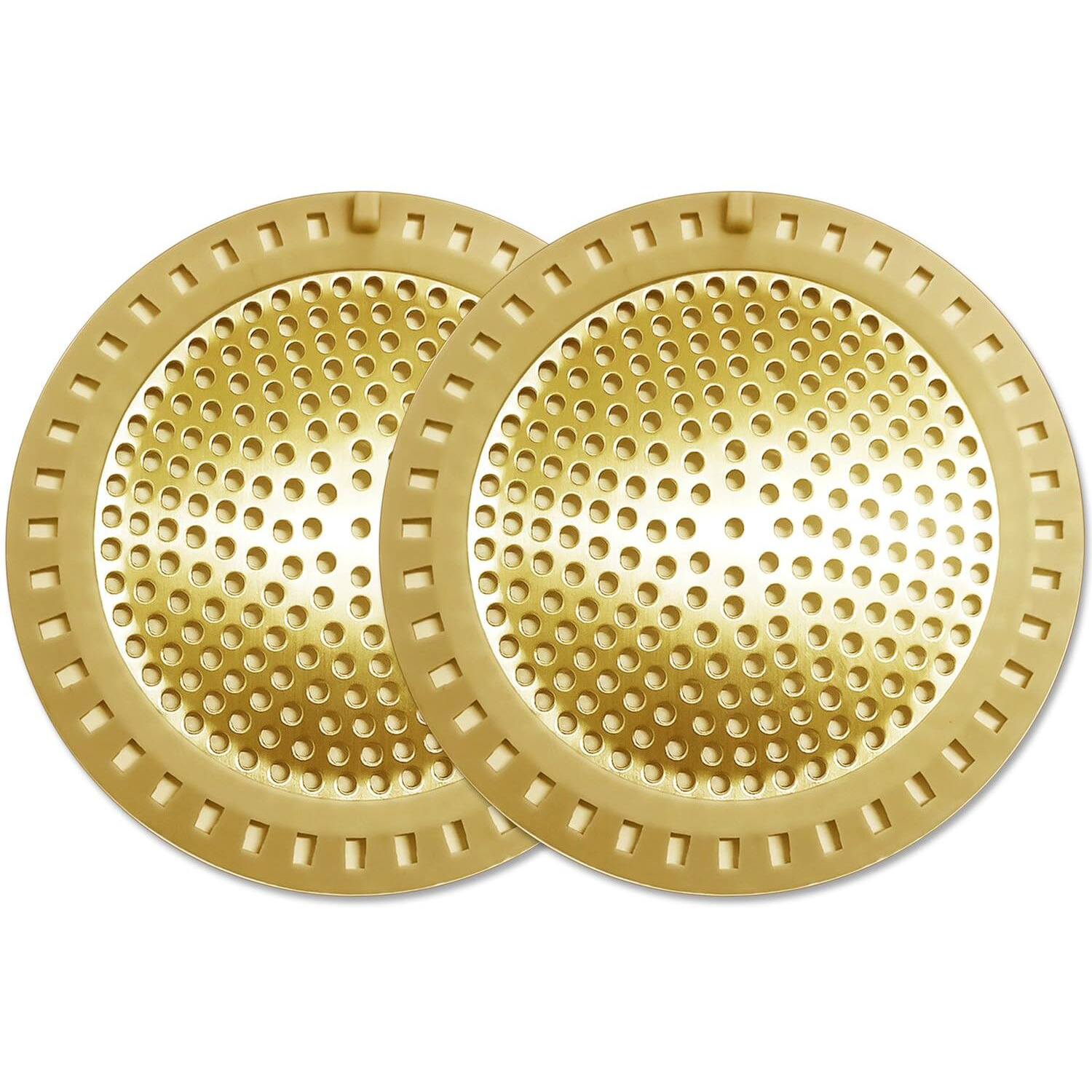 Seatery 2Pcs Hair Catcher Shower Drain/Strainer/Cover/Filter/Trap, Bathtub Drain Cover Hair Catcher, Hair Stopper For Bathroom Sink/Floor Drain, Stainless Steel And Silicone Drain Strainer, Gold