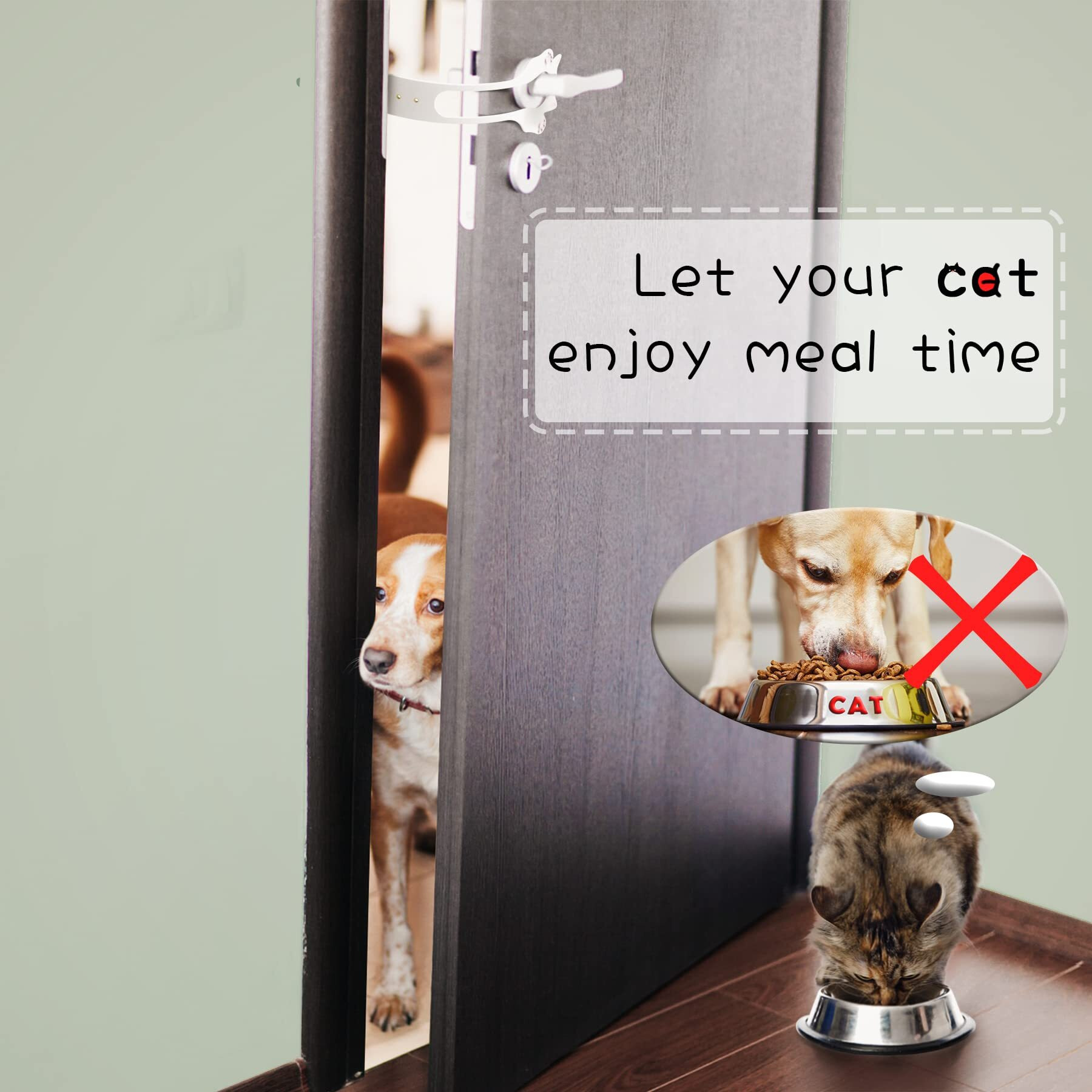 Elilier Cat Door Latch Holder,8 Adjustable Sizes Stronger Flex Cat Door Stopper, Keep Door Open 1.5" To 8", Let's Cats In And Keeps Dogs Out Of Litter & Food, No Tool Required & No Wall Damage