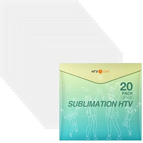Htvront Clear Htv Vinyl For Sublimation, 20 Pack 12&quot X 12&quot Matte Sublimation Vinyl For Cotton Fabric, Wash Durable Clear Dye Sub Htv For Light-Colored T Shirts