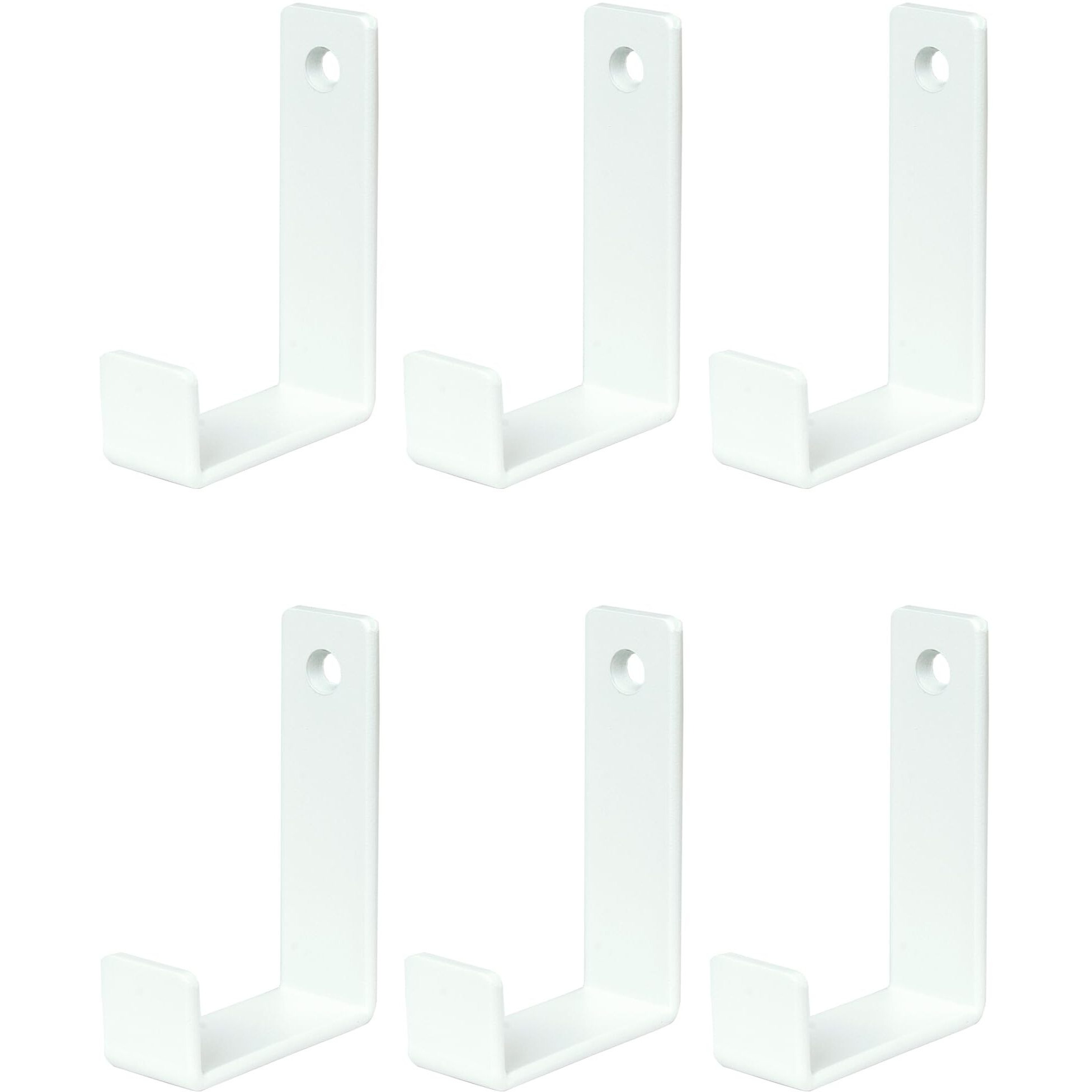 Piffny 6 Pack Heavy Duty Steel Essential Style Wall Hooks For Indoors & Outdoors (White J Hook)