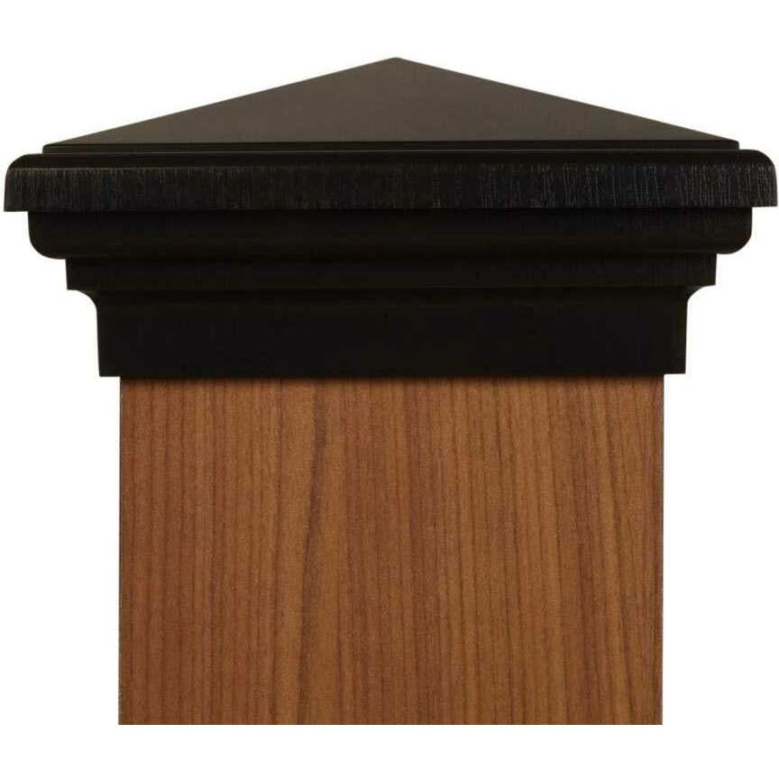 6X6 Post Cap (5.5") Black New England Pyramid Style Square Top For Outdoor Fences, Mailboxes And Decks, By Atlanta Post Caps