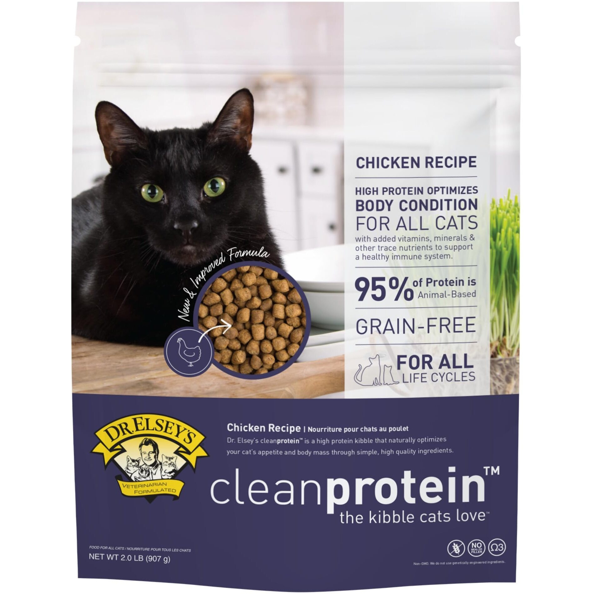 Dr. Elsey's Cleanprotein Grain Free High Protein, Low Carb Dry Cat Food, Chicken, 2Lb , Pack Of 1(Packaging May Vary)